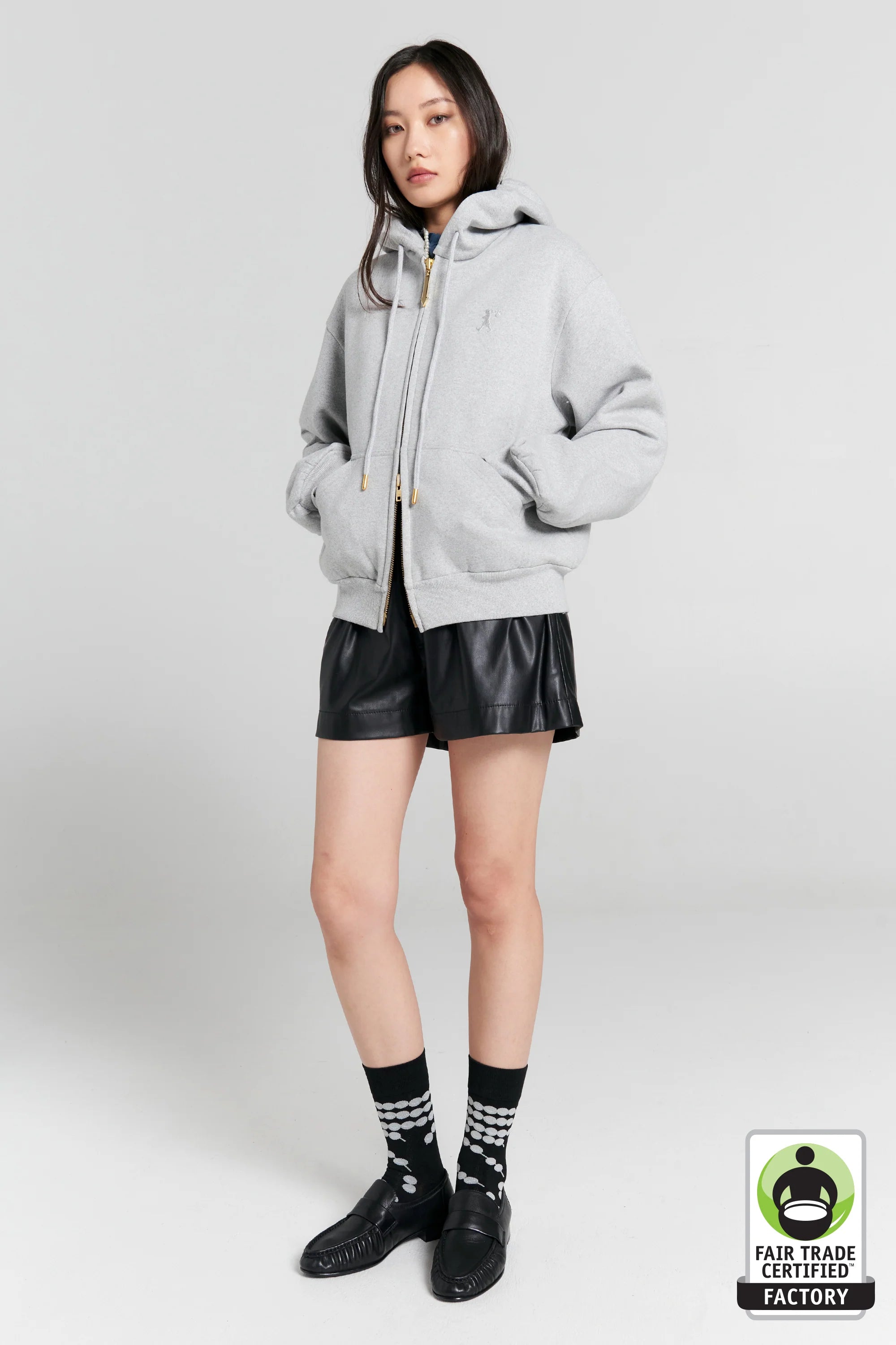 Karen Walker Runaway Girl Cropped Oversized Hoodie // Grey
