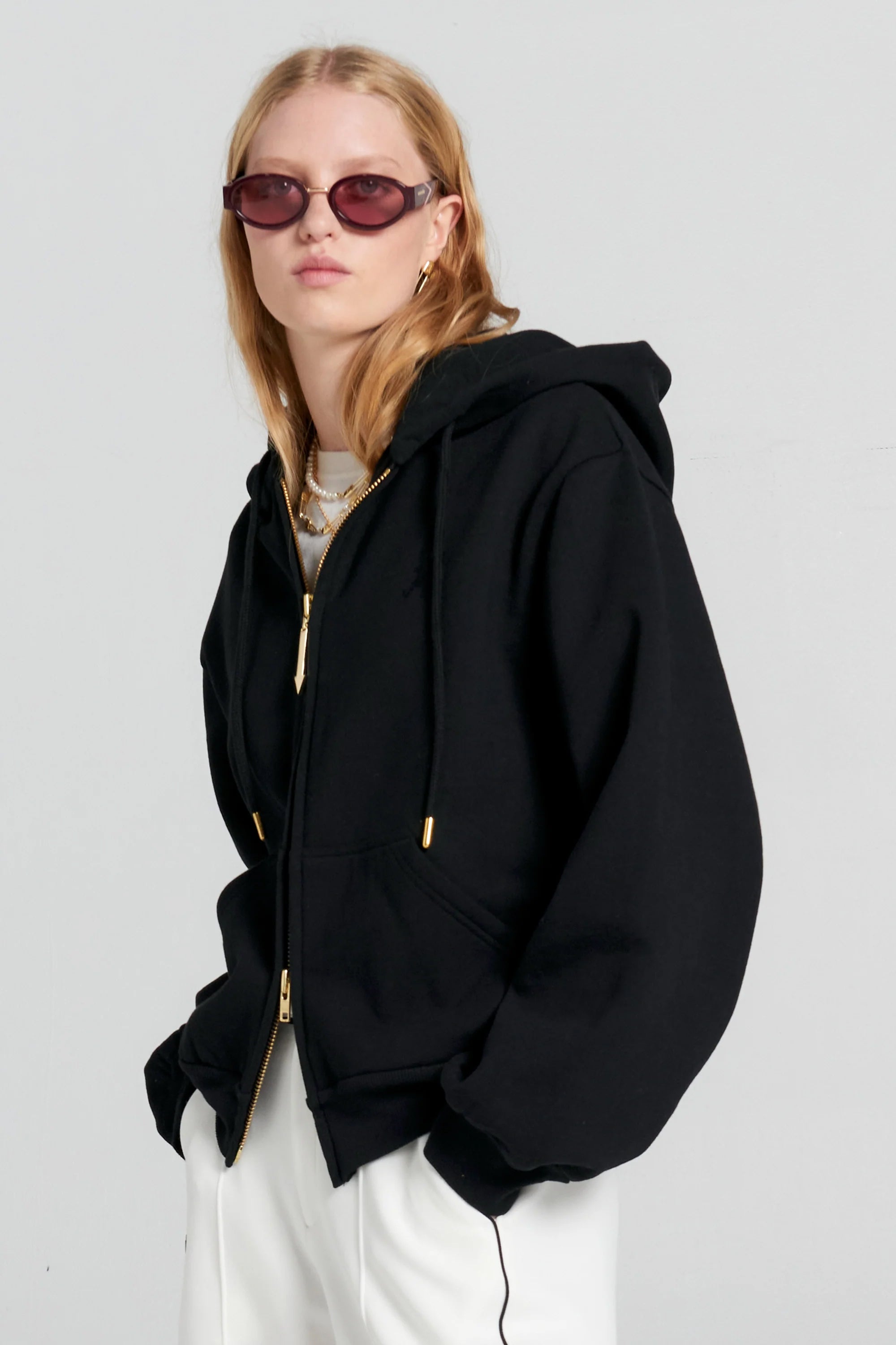 Karen Walker Runaway Girl Cropped Oversized Hoodie // Black