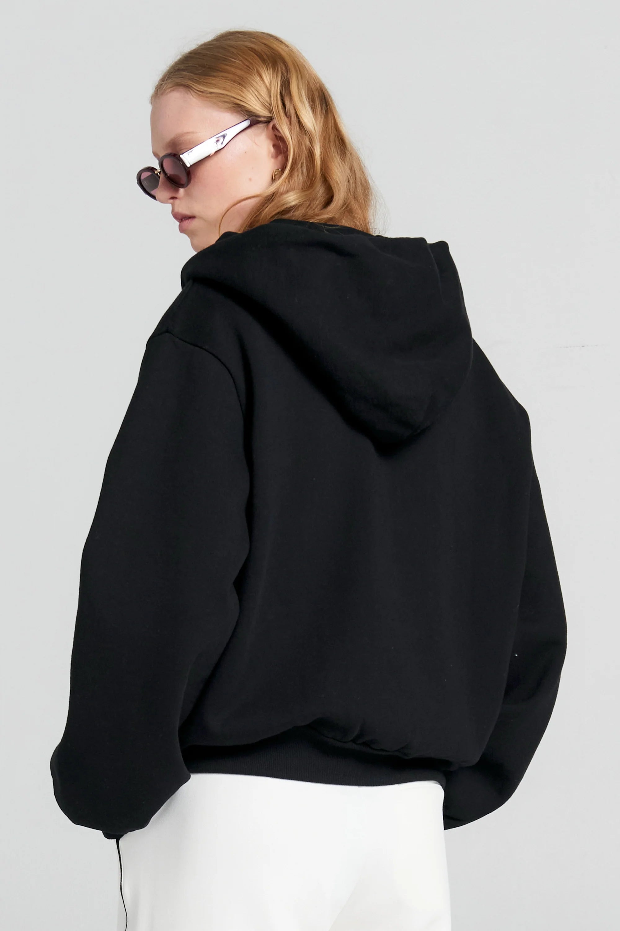 Karen Walker Runaway Girl Cropped Oversized Hoodie // Black