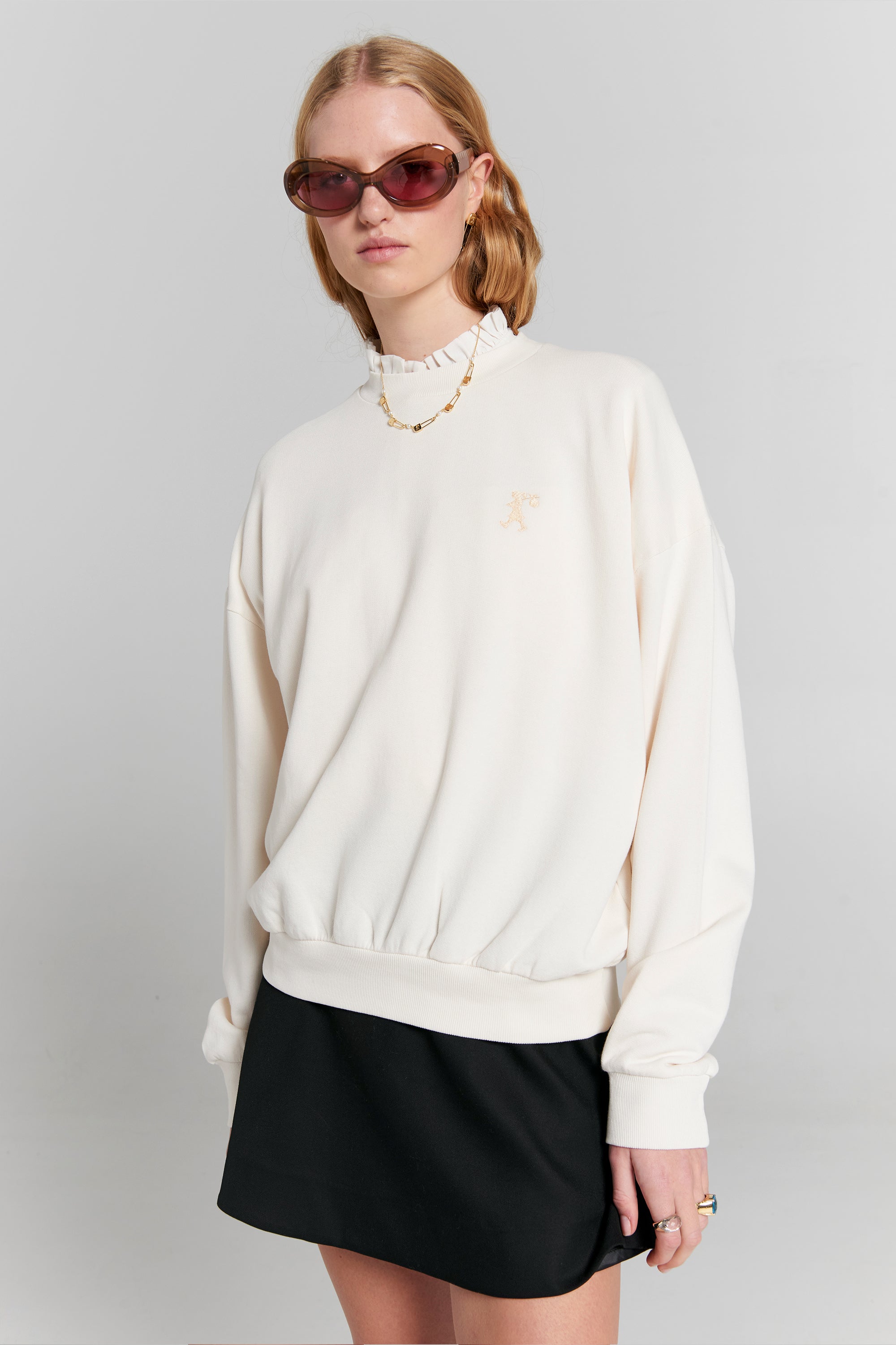 Karen Walker  Runaway Girl Crewneck Sweatshirt // Ecru
