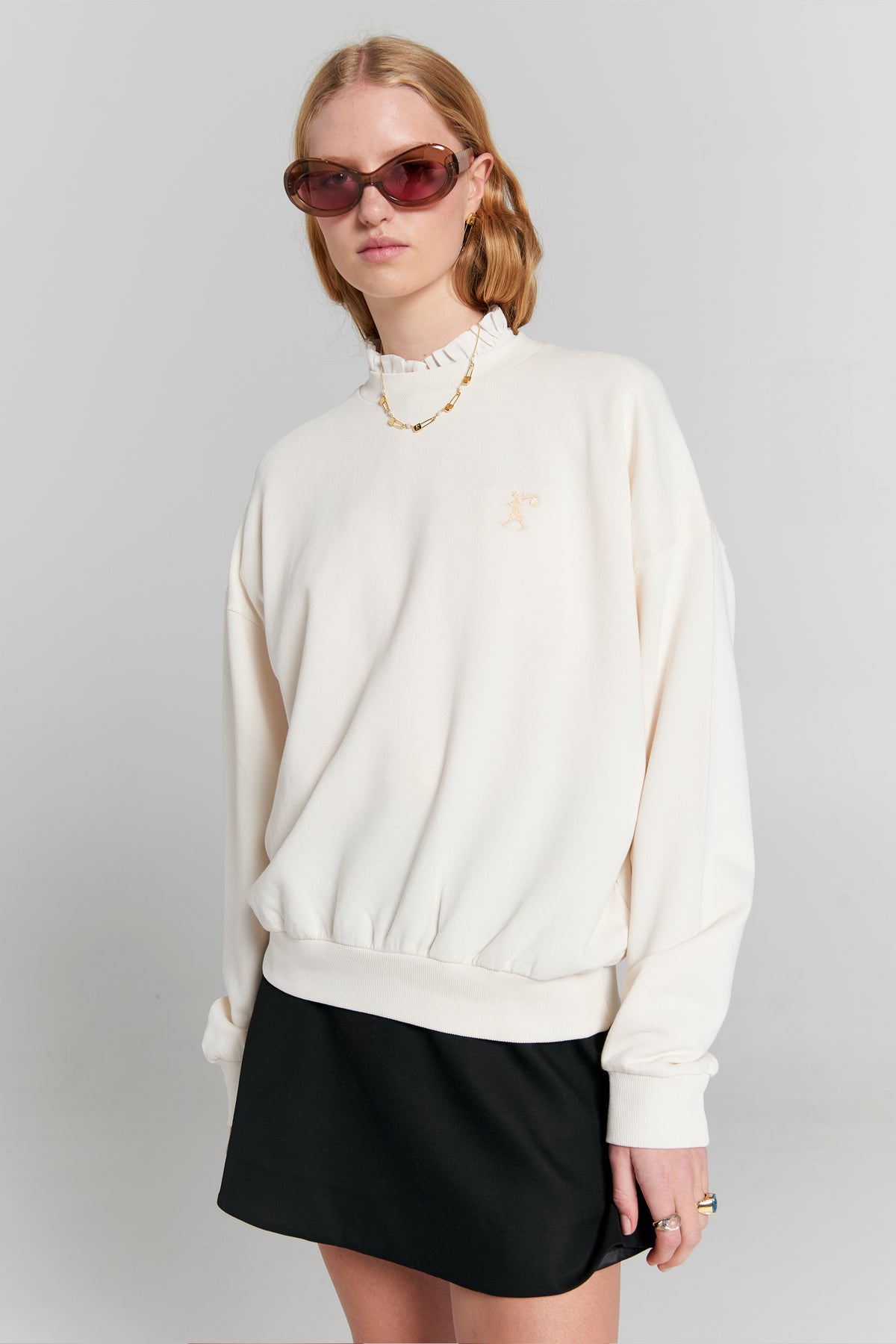 Karen Walker  Runaway Girl Crewneck Sweatshirt // Ecru