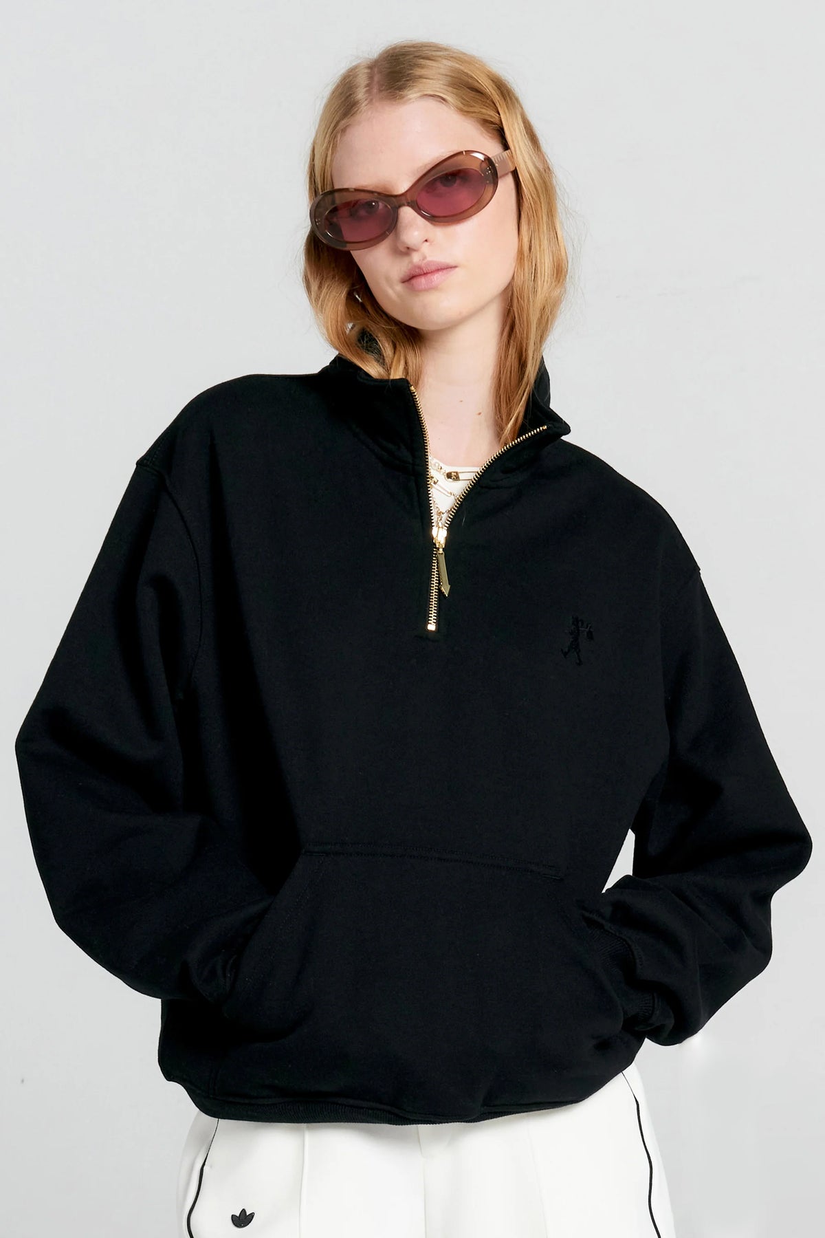 Karen Walker Runaway Girl Zip-Up Sweatshirt  // Black