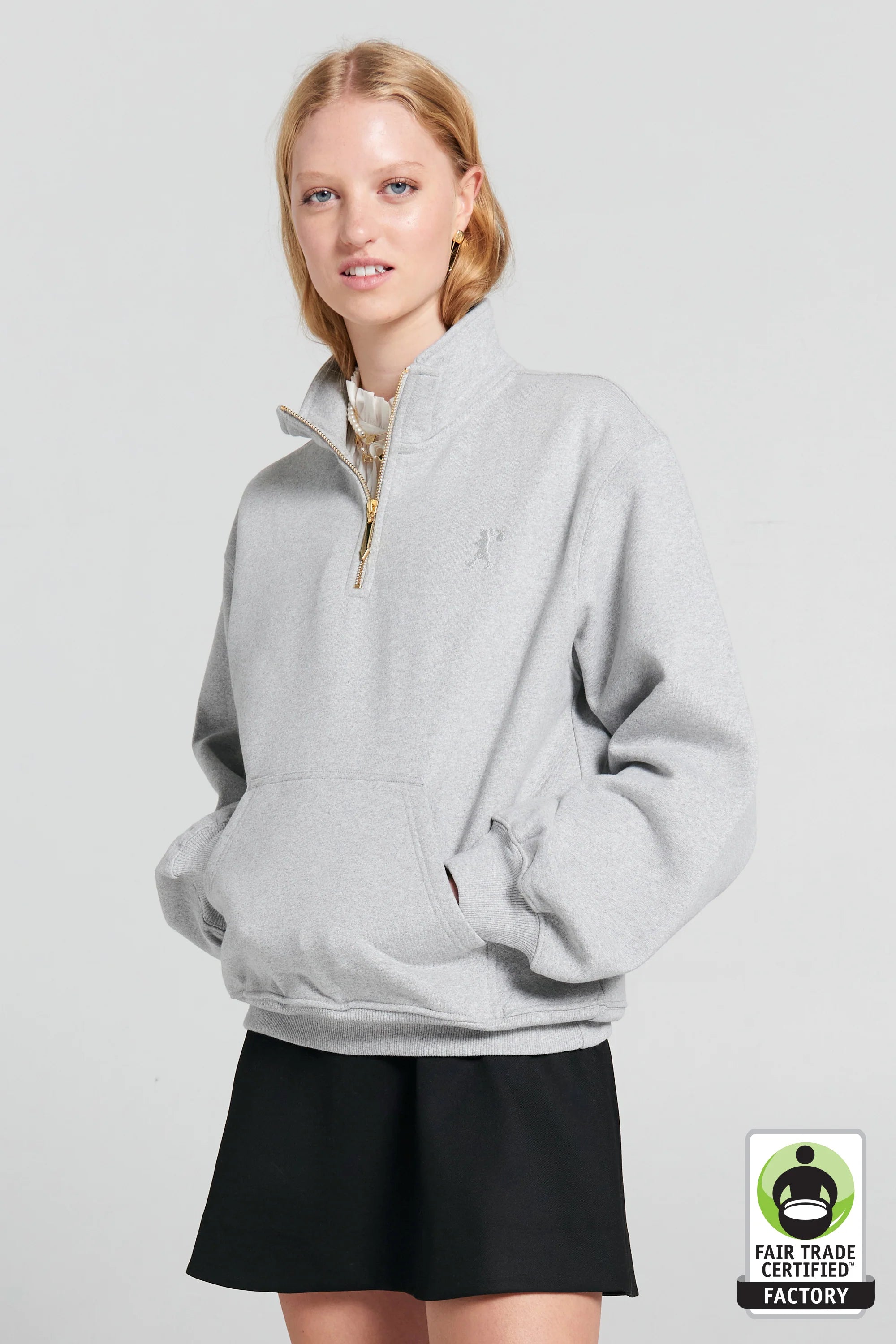 Karen Walker Runaway Girl Zip-Up Sweatshirt // Grey Marle
