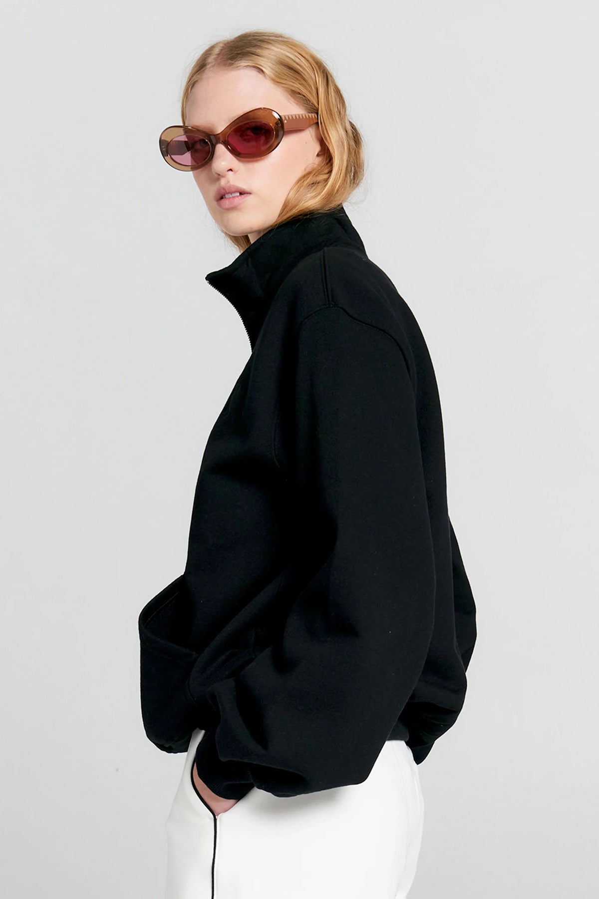 Karen Walker Runaway Girl Zip-Up Sweatshirt  // Black