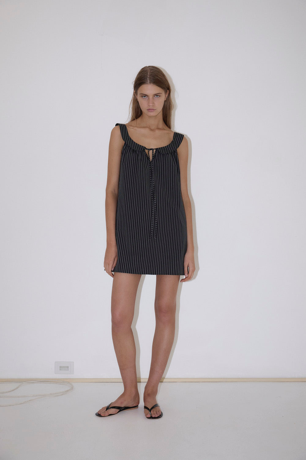 Deiji Studios Rounded Neck Dress // Mono Stripe