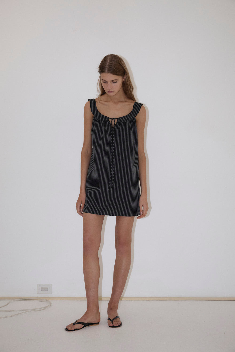 Deiji Studios Rounded Neck Dress // Mono Stripe