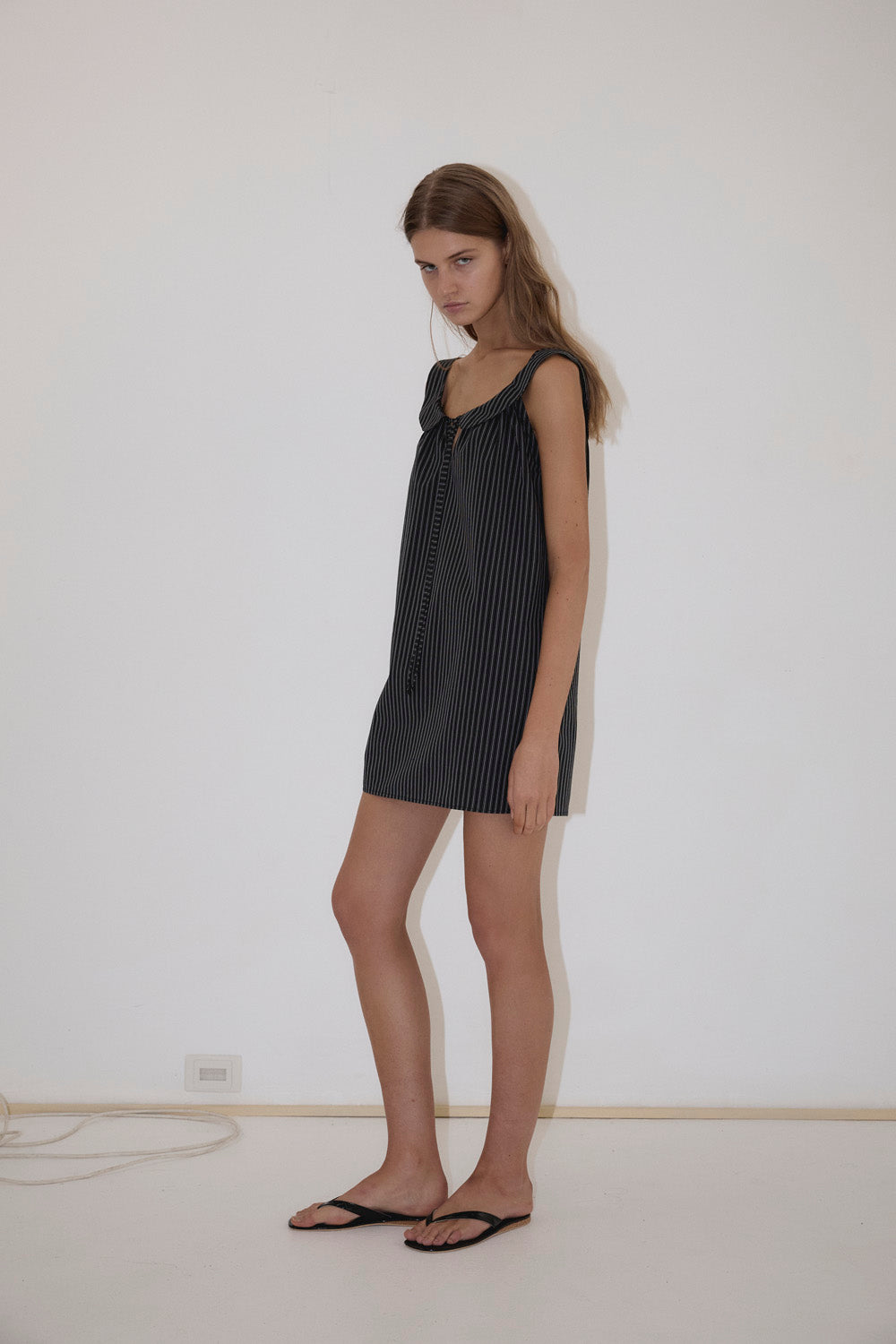 Deiji Studios Rounded Neck Dress // Mono Stripe