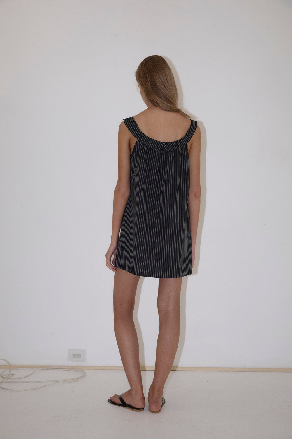 Deiji Studios Rounded Neck Dress // Mono Stripe