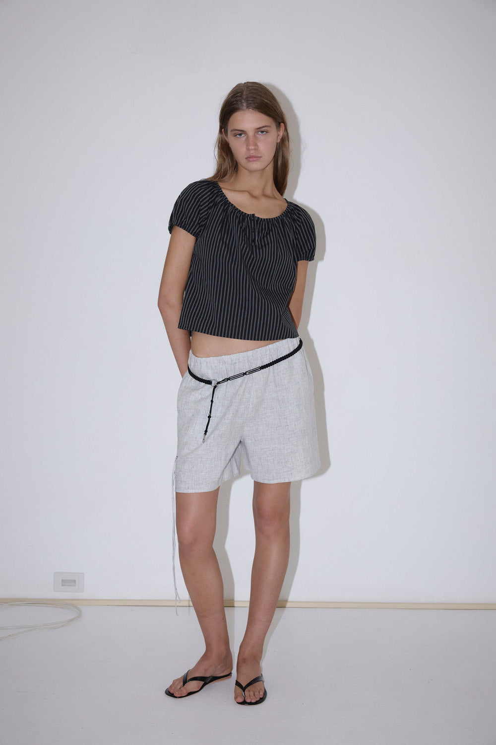 Deiji Studios Poplin Tee // Mono Stripe