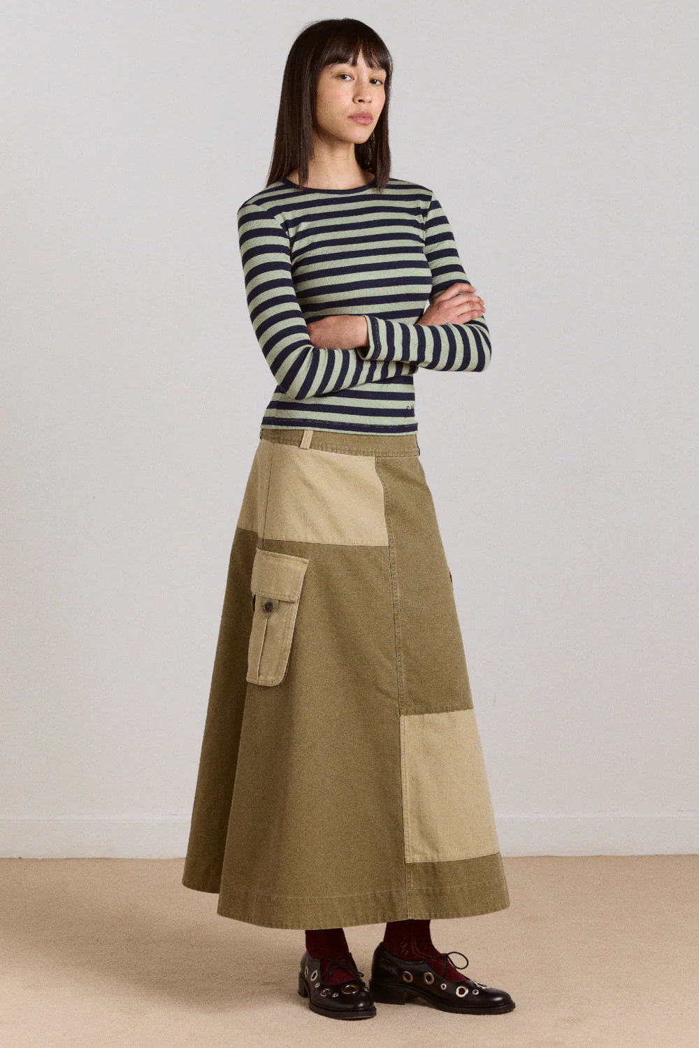 Damson Madder Marcelle Barn Midi Skirt // Olive