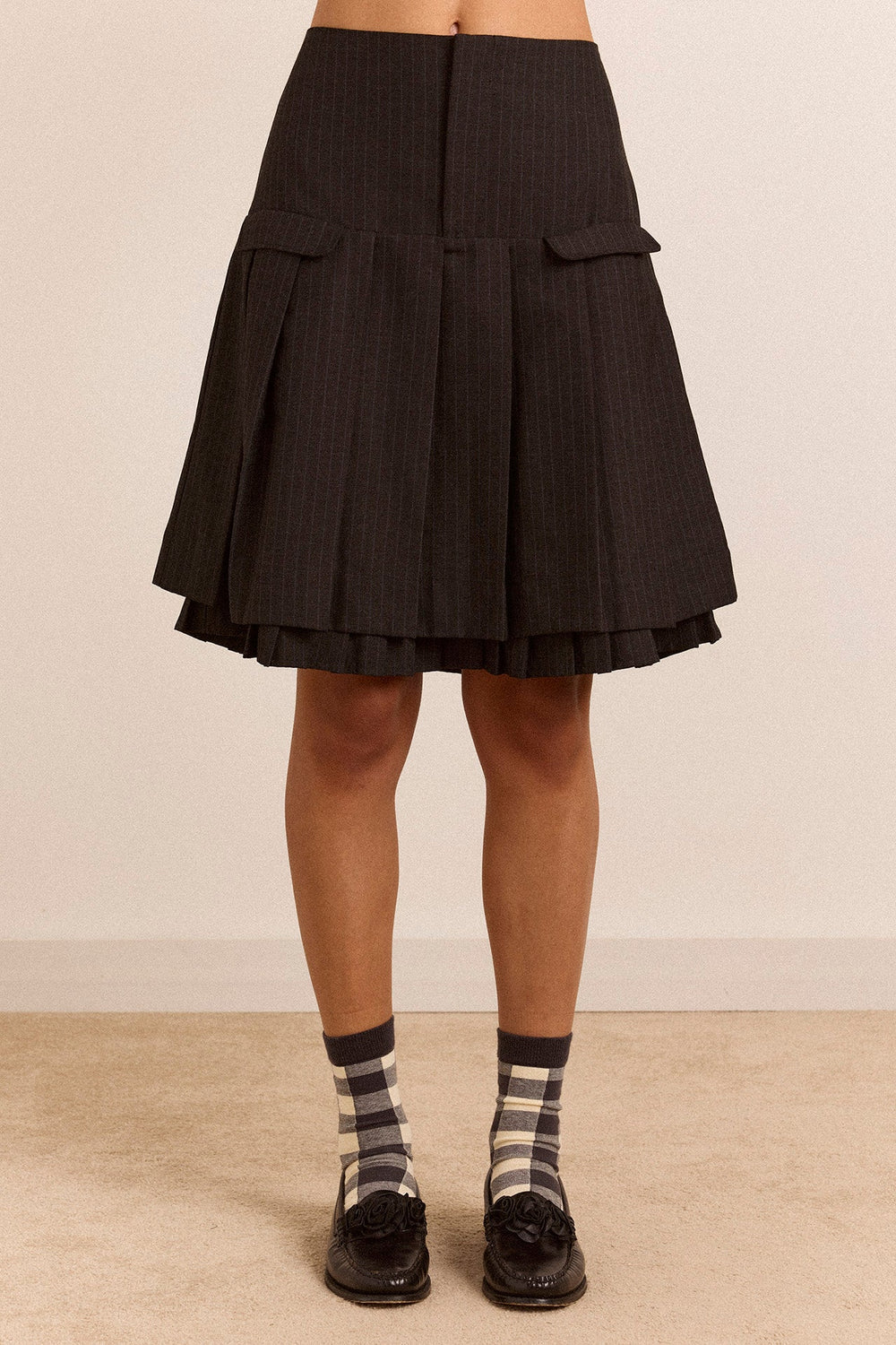 Damson Madder Savannah Double Layered Skirt // Pinstripe