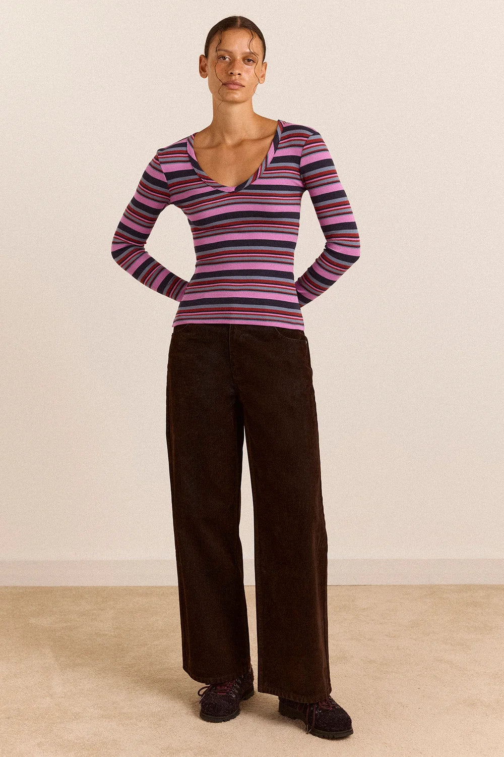 Damson Madder Arlea L/S Tee // Viola Stripe