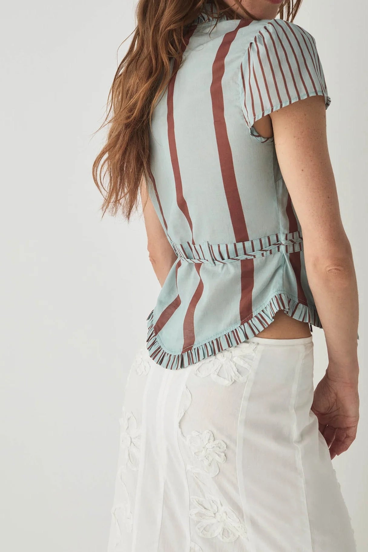 Laagam Athena Striped Wrap Blouse // Turquoise