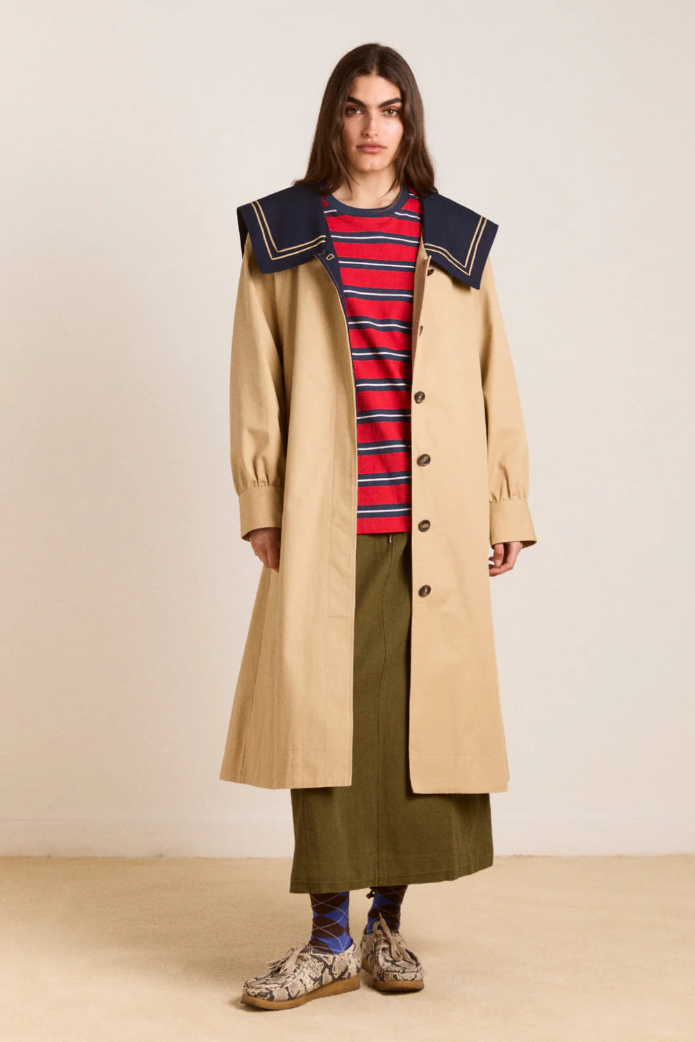 Damson Madder Ella  Trench // Navy, Tan