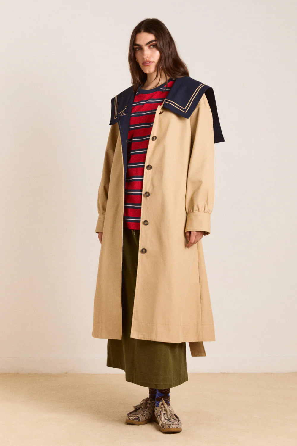 Damson Madder Ella  Trench // Navy, Tan