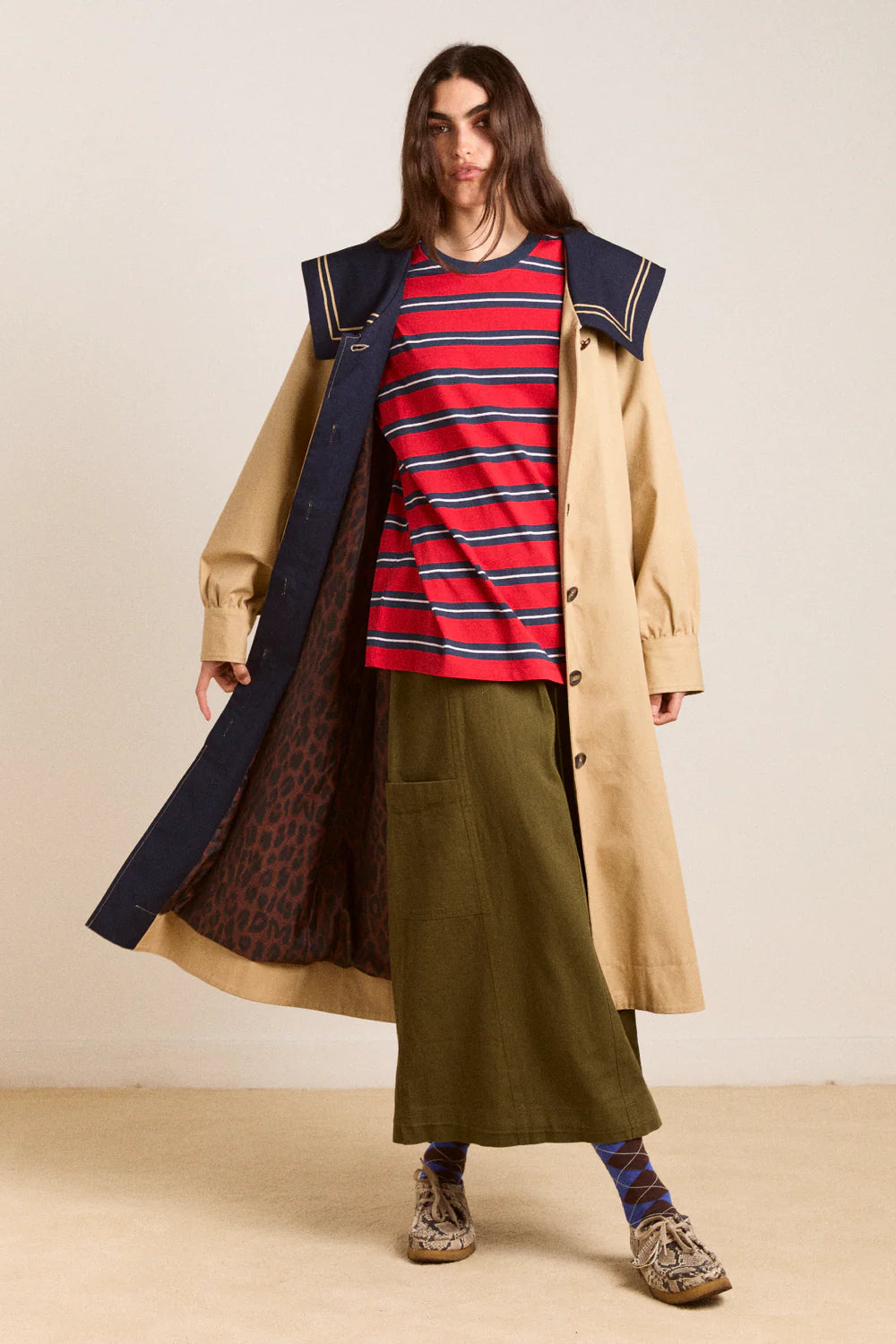 Damson Madder Ella  Trench // Navy, Tan