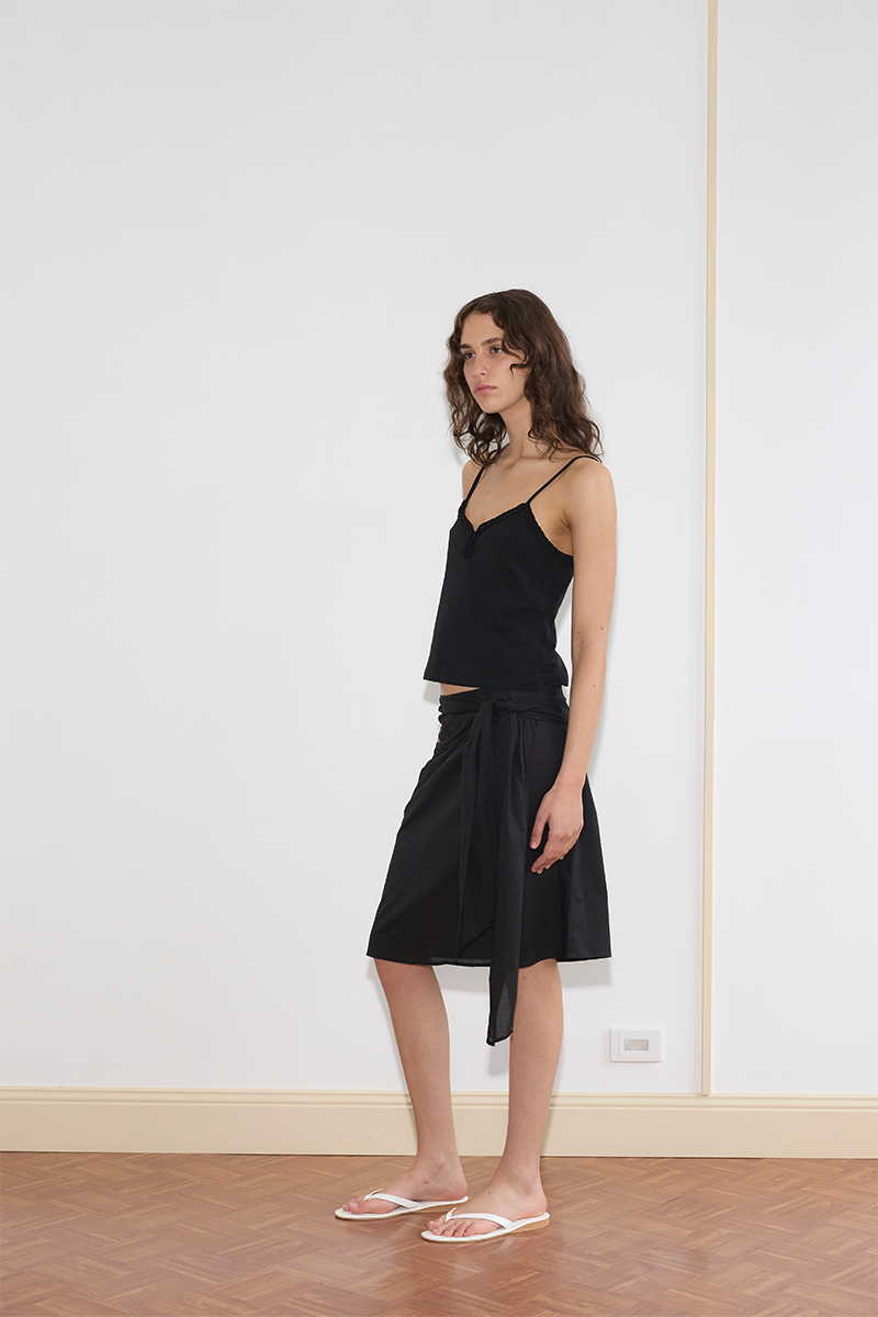 Deiji Studios Scarf Midi Skirt // Black