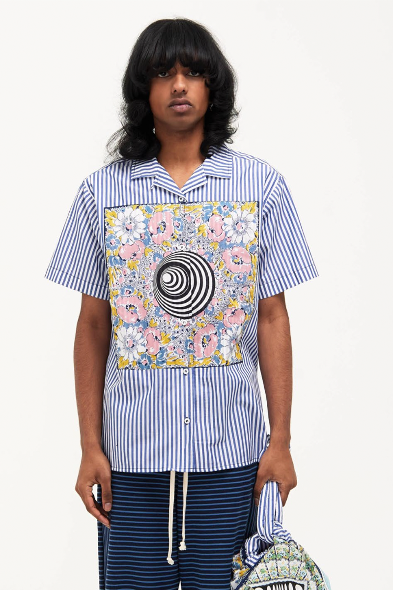 Verner Handkerchief Shirt //Dark Blue w Spiral Motif