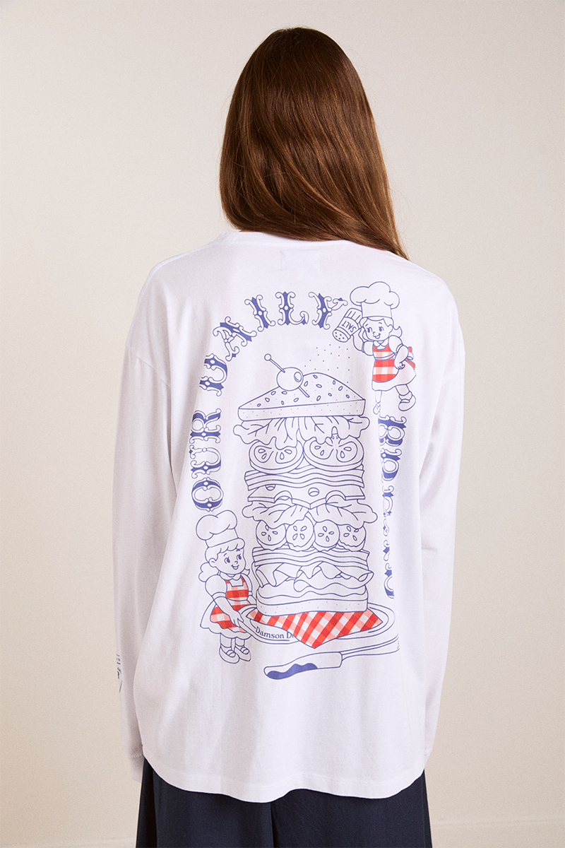 Damson Madder Deli L/S Tee // White