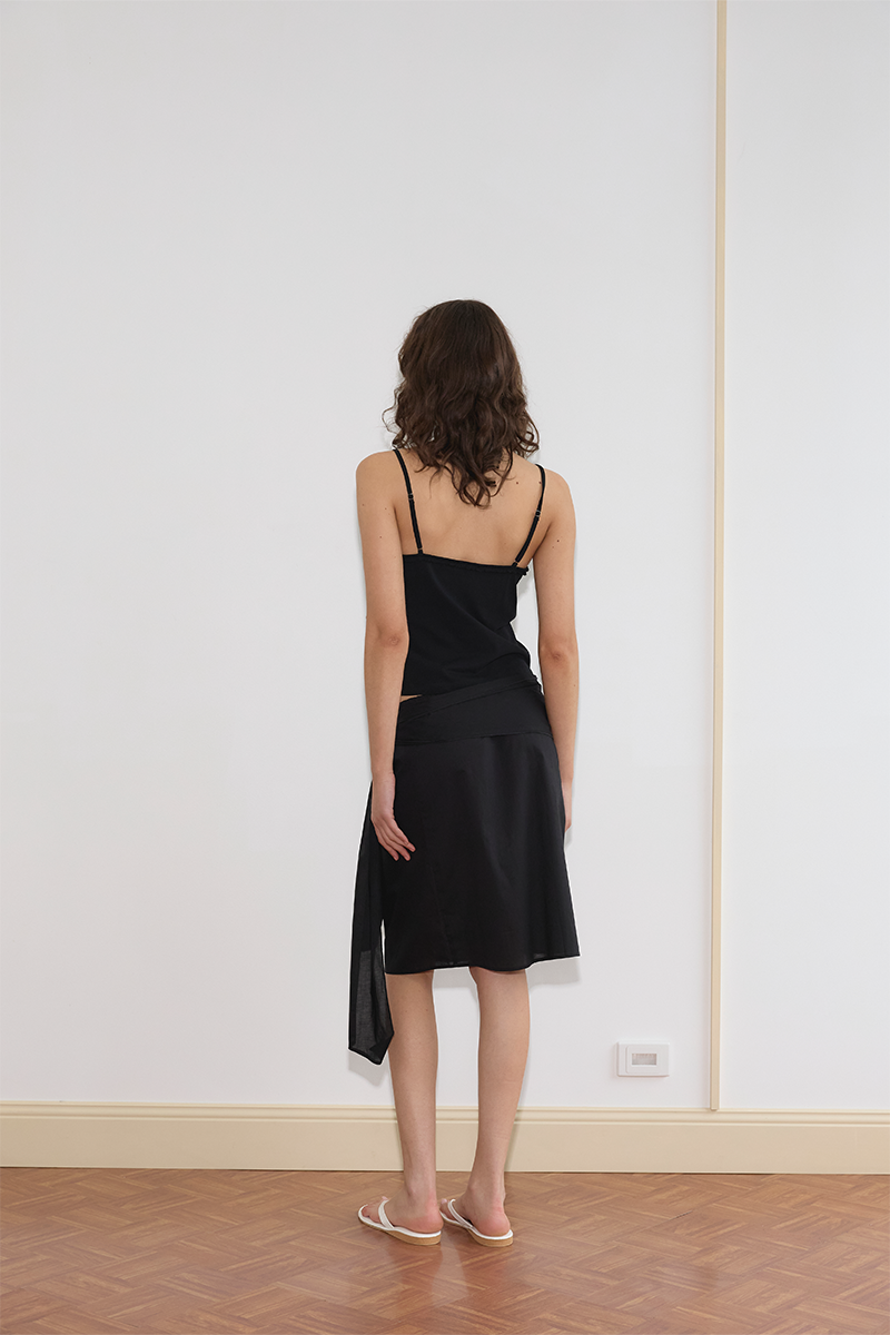 Deiji Studios Scarf Midi Skirt // Black