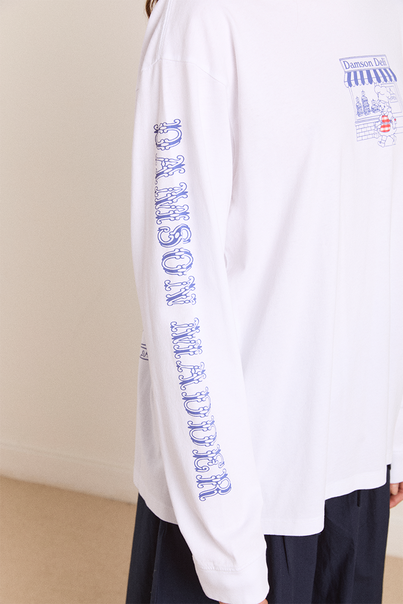 Damson Madder Deli L/S Tee // White
