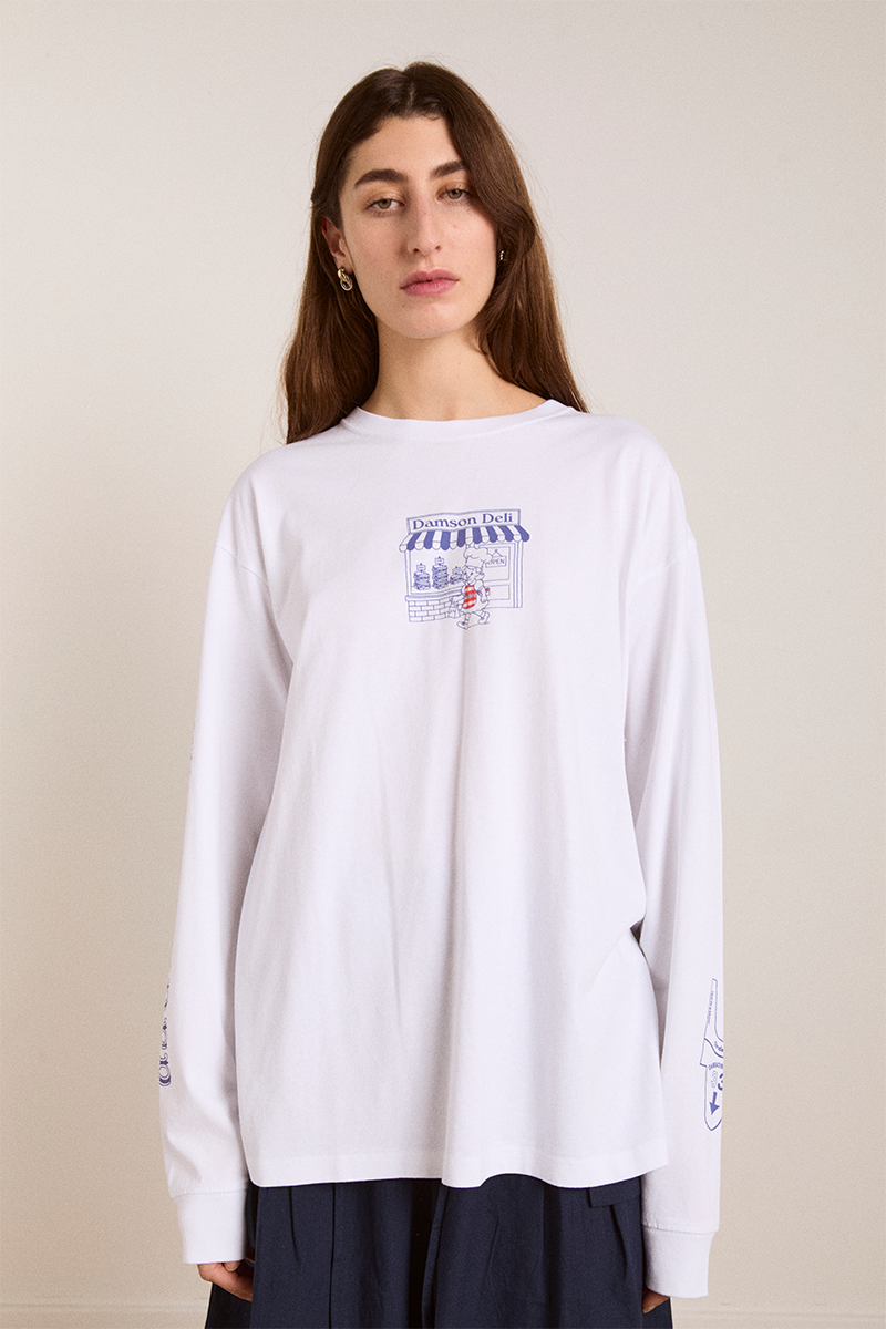 Damson Madder Deli L/S Tee // White