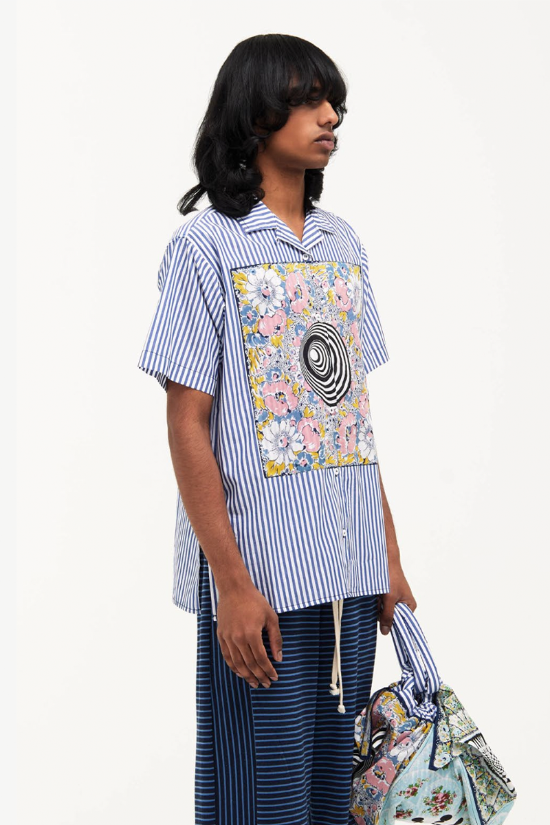 Verner Handkerchief Shirt //Dark Blue w Spiral Motif