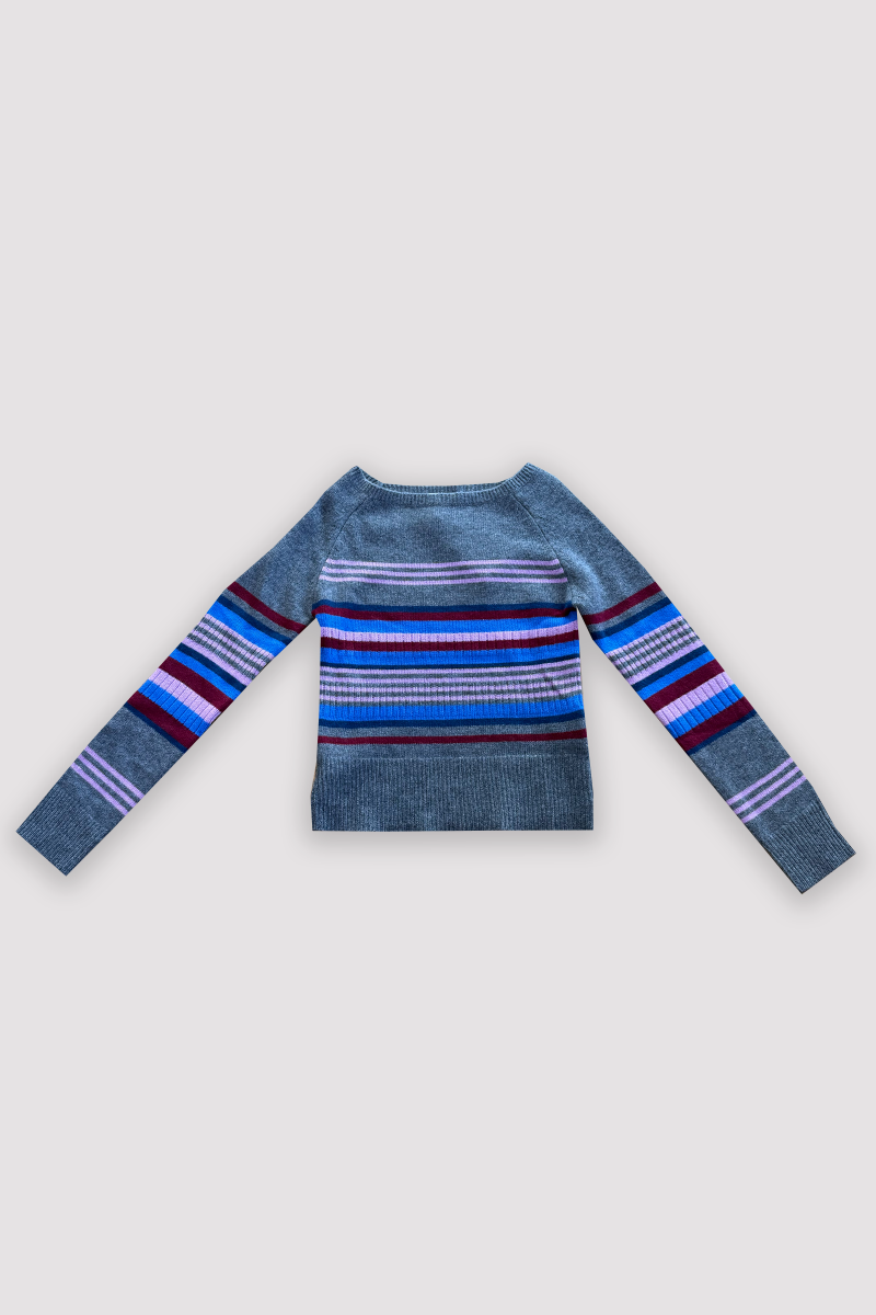 Damson Madder Yesley Wide Neck Jumper // Bold Stripe
