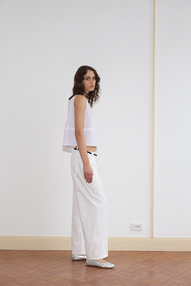 Deiji Studios Waist Tie Top // White