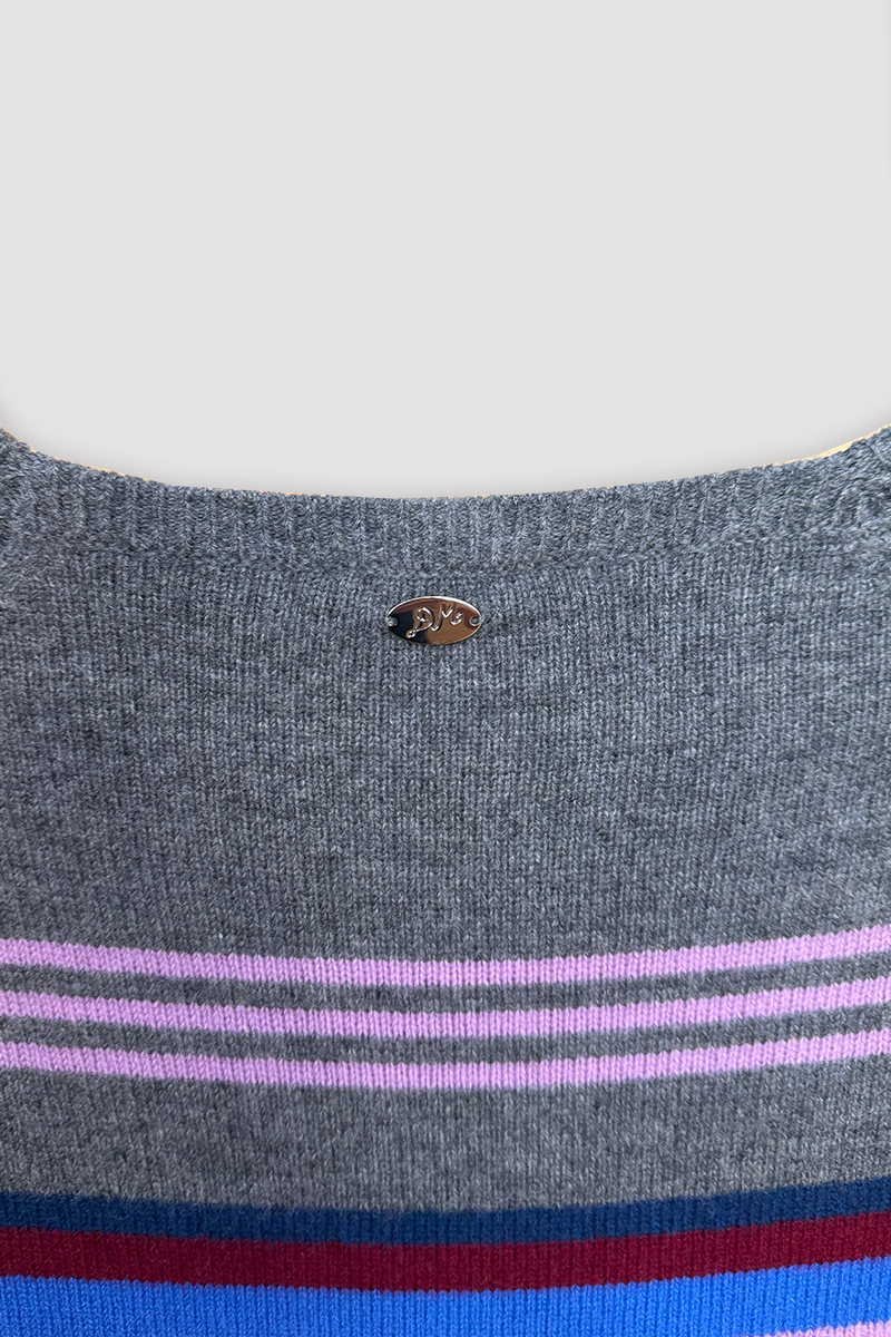 Damson Madder Yesley Wide Neck Jumper // Bold Stripe