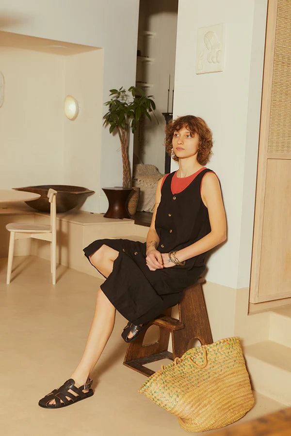 L.F. Markey Basic Button Up Front Slip // Black