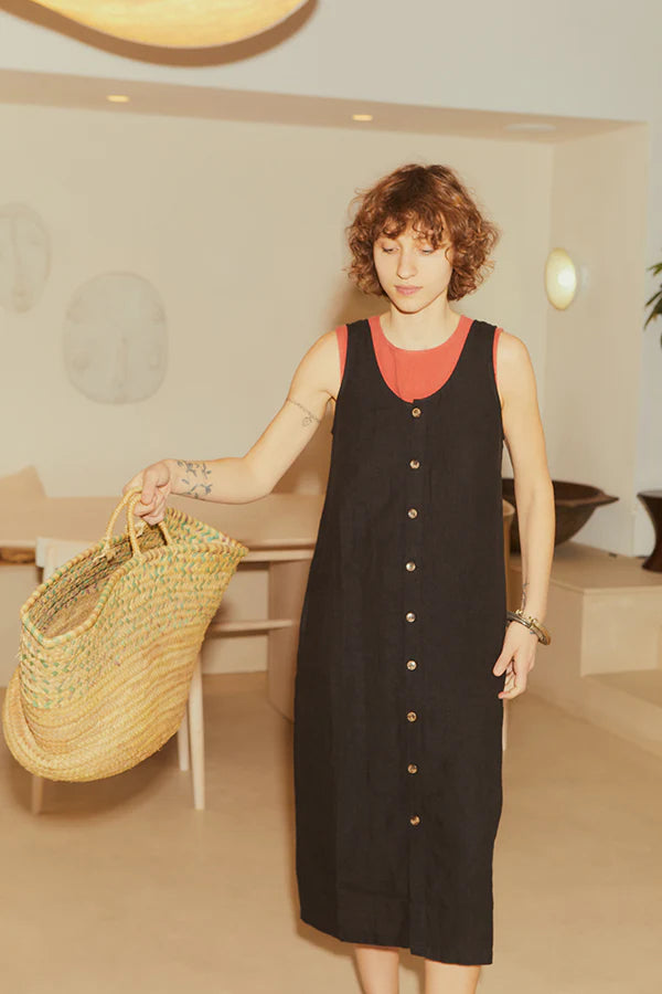 L.F. Markey Basic Button Up Front Slip // Black