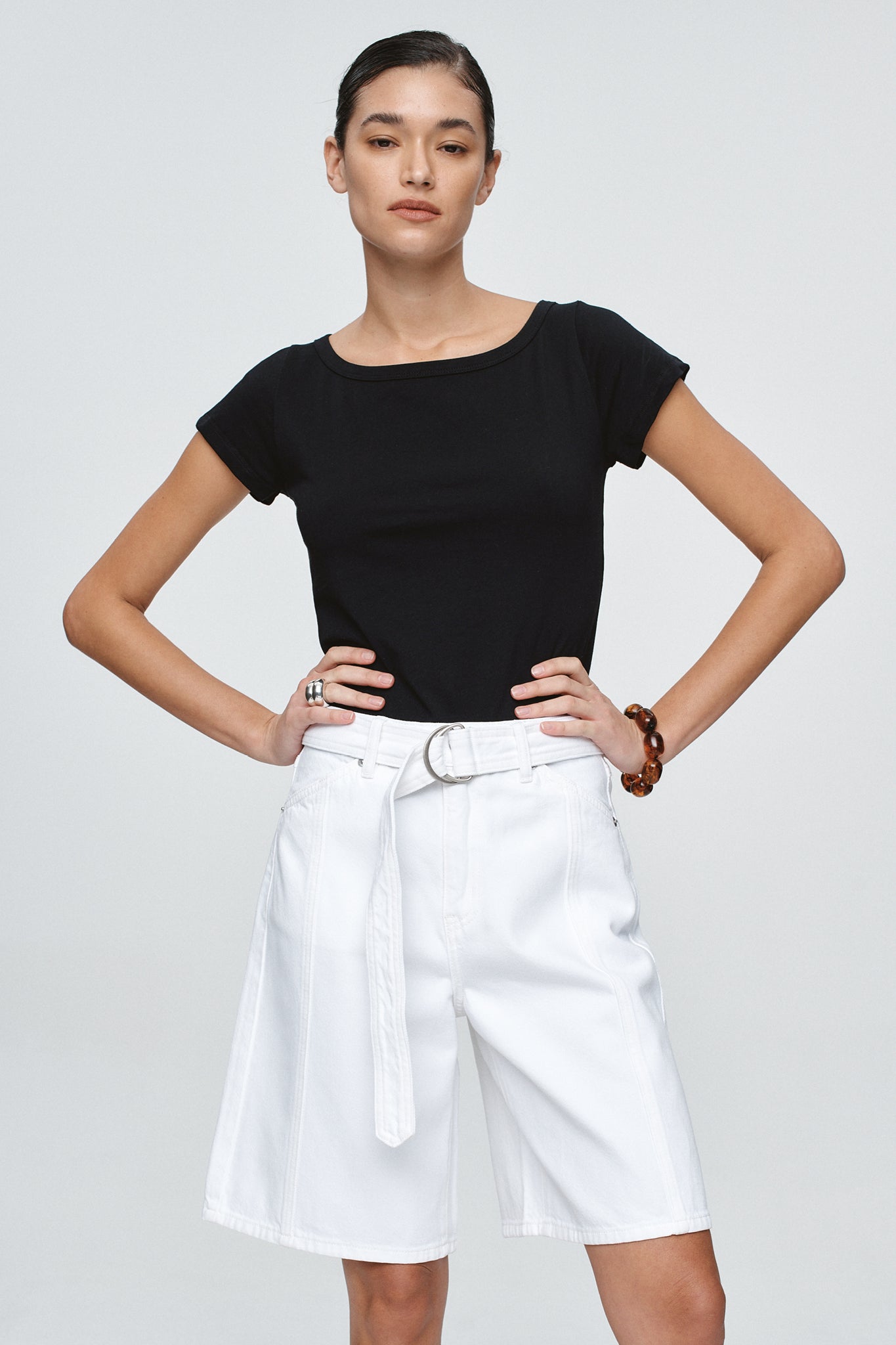 Marle Belted Jean Short //  Blanc