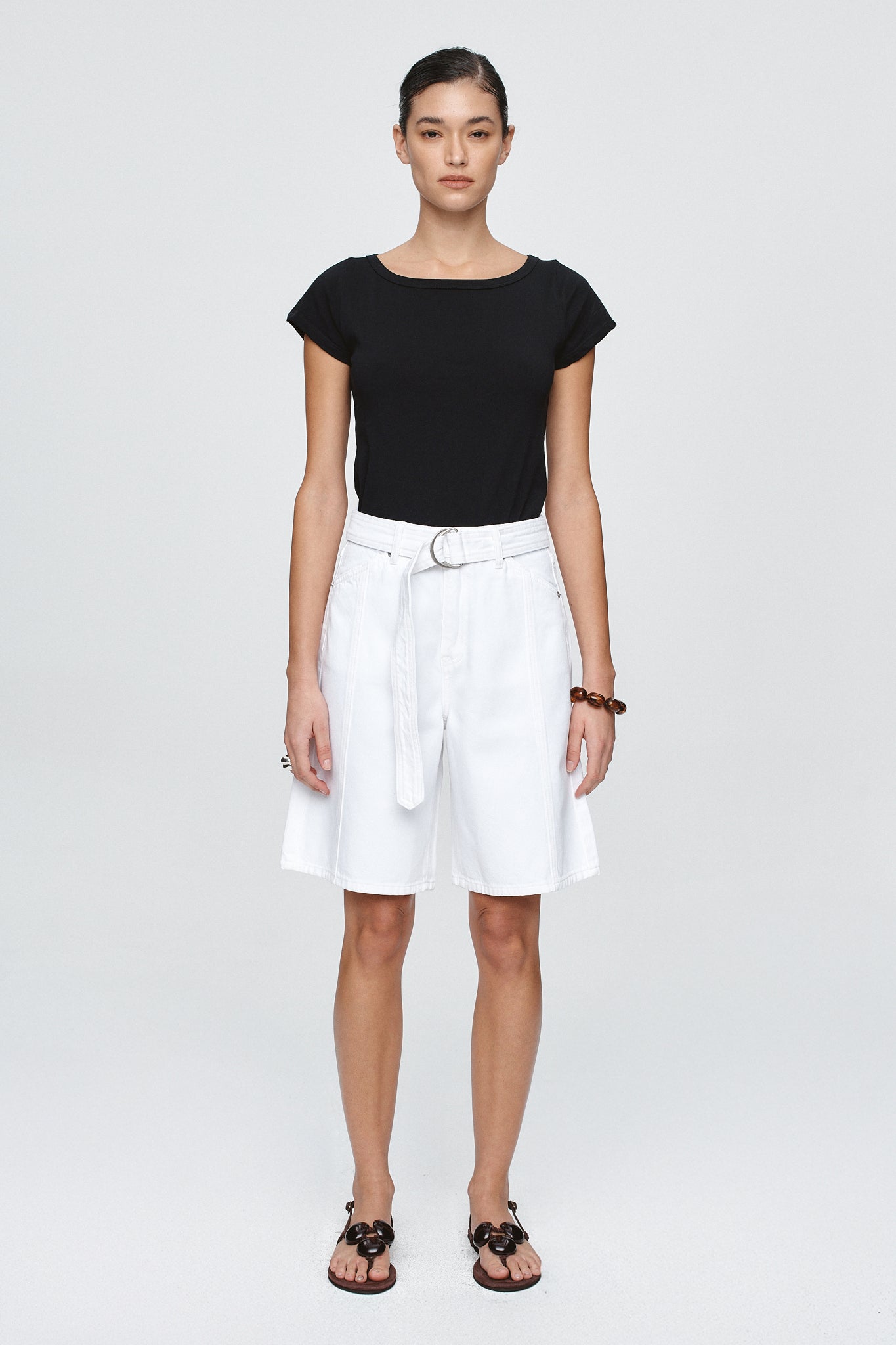 Marle Belted Jean Short //  Blanc