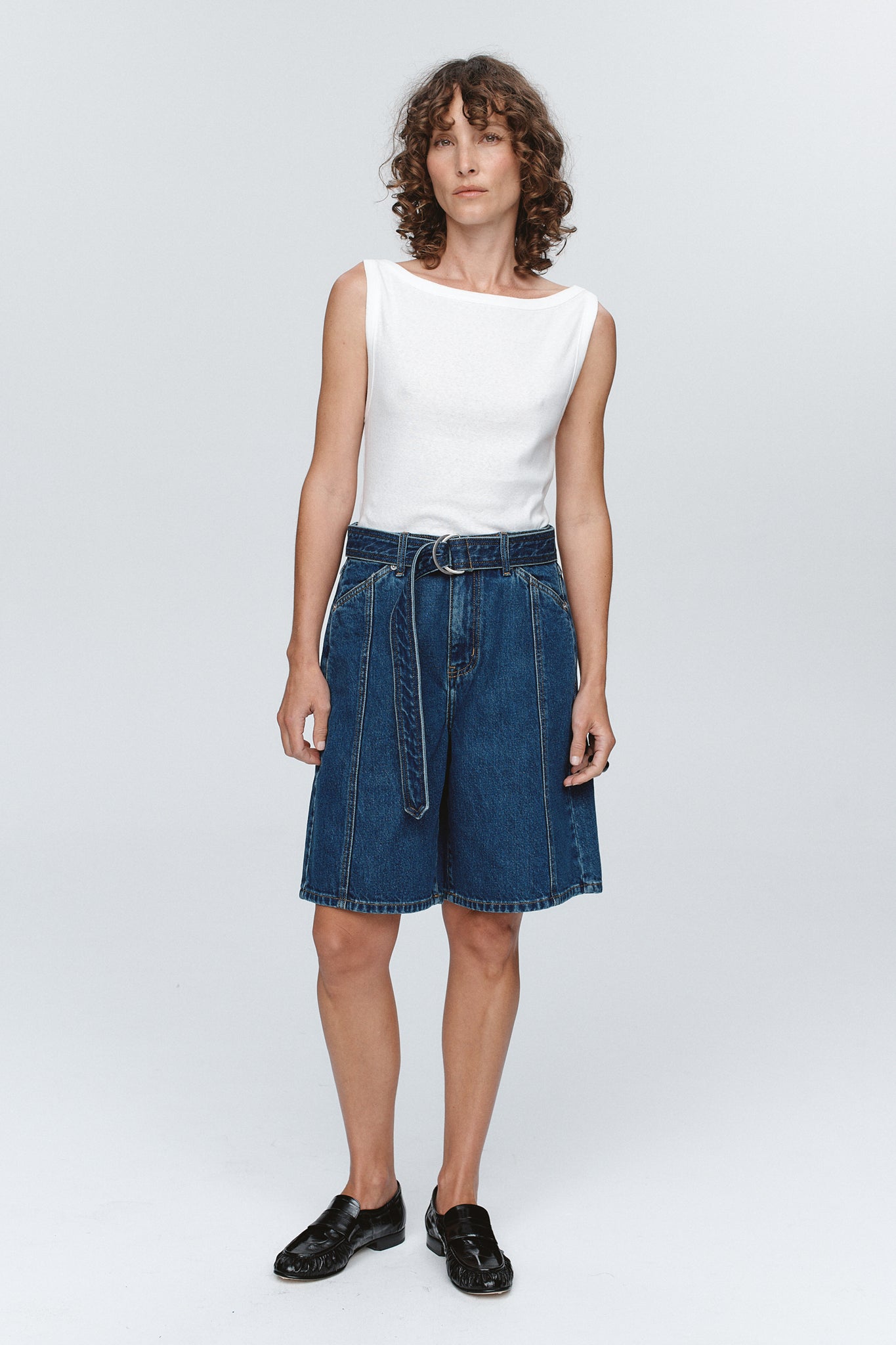 Marle Belted Jean Short //  Washed Indigo