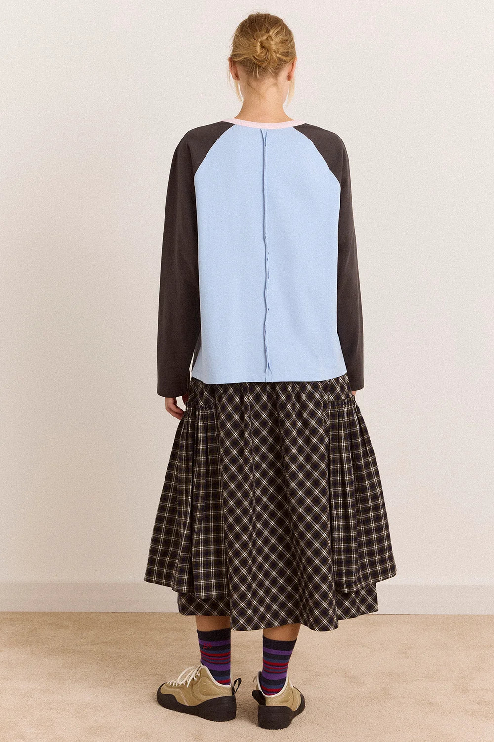 Damson Madder Berta Midi Skirt // Navy Green Check