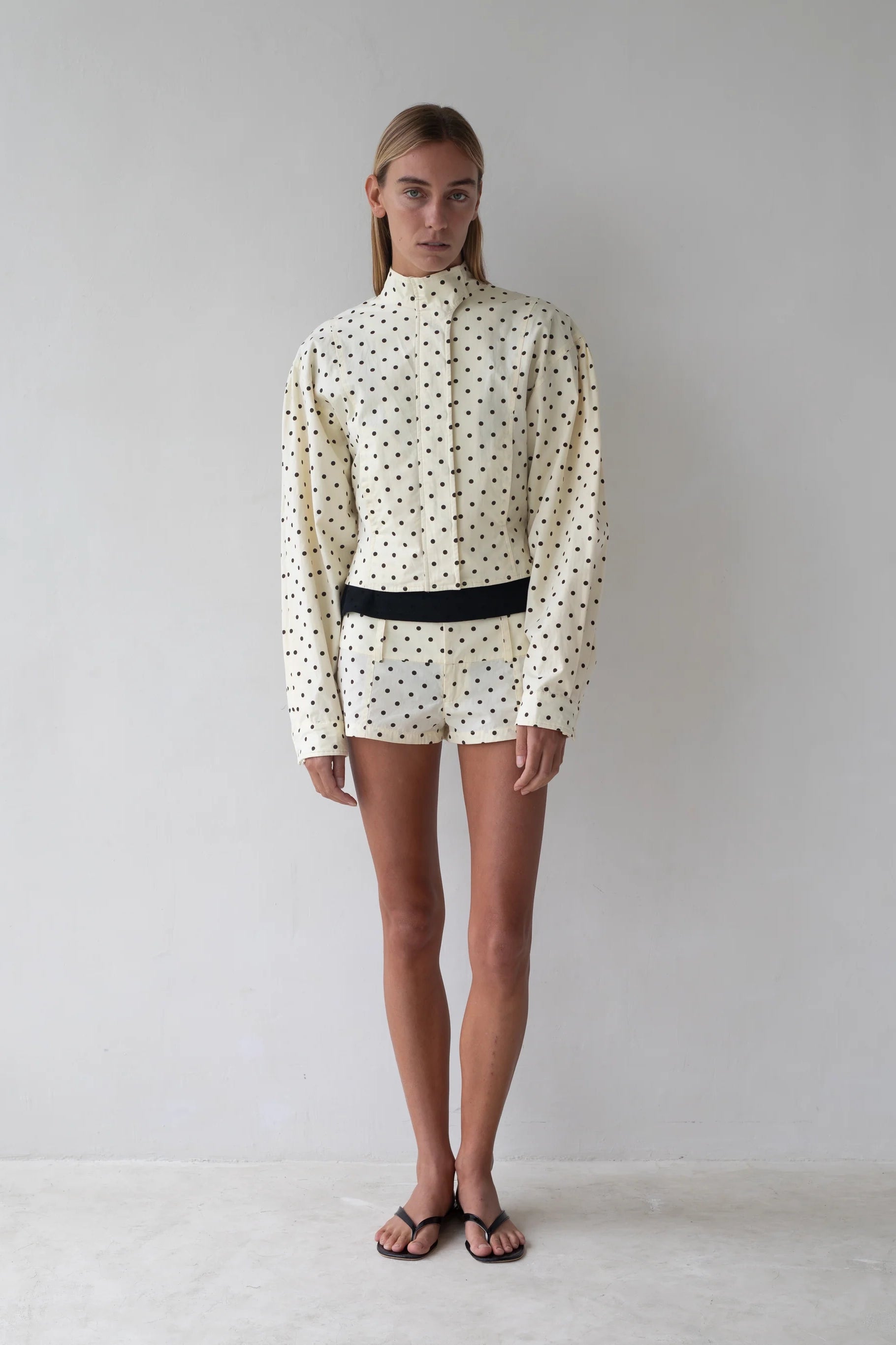 Belle Anna Finch Short // White Polka