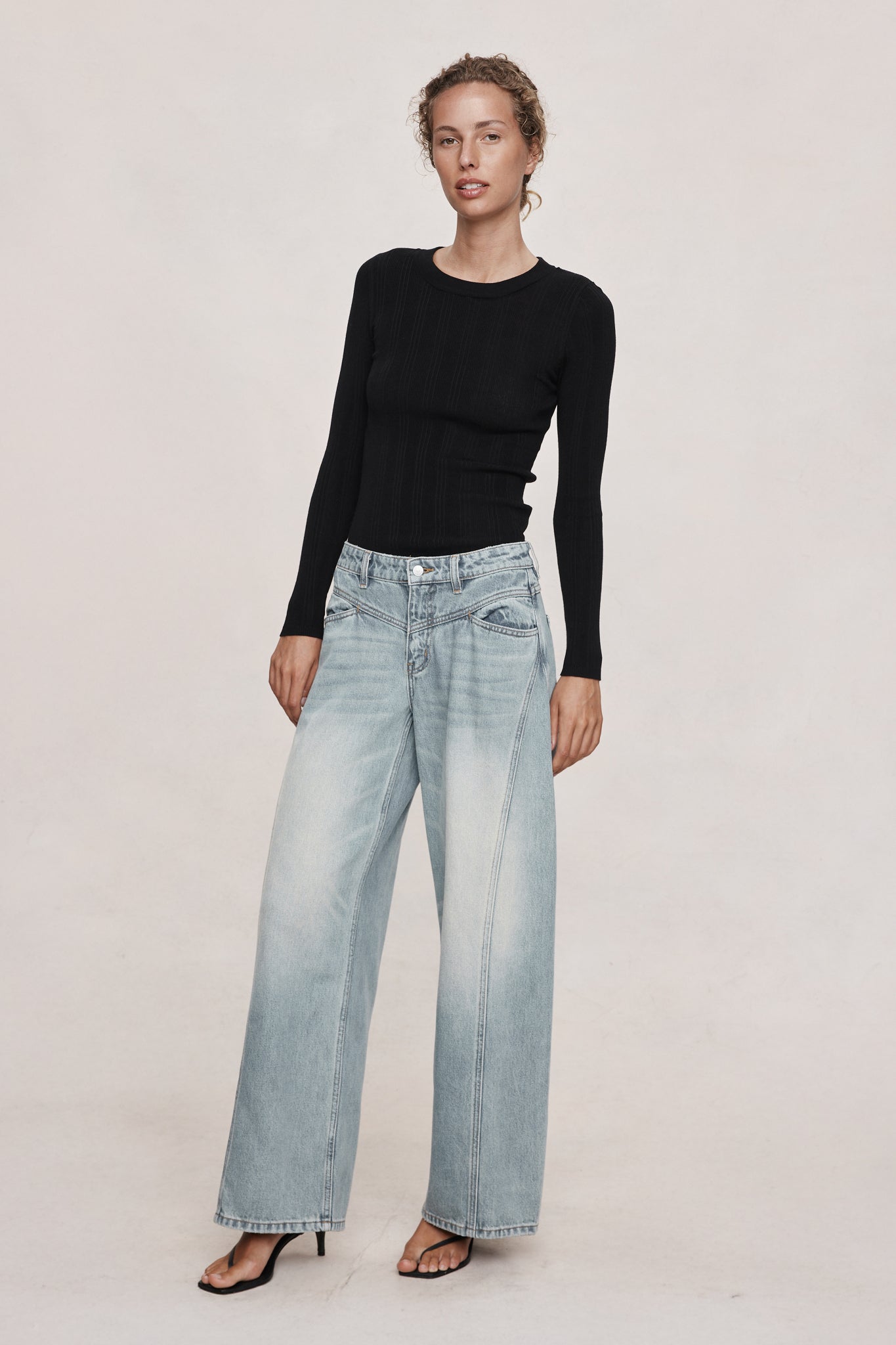 Marle Wide Cross Stitch Jean // Faded Blue