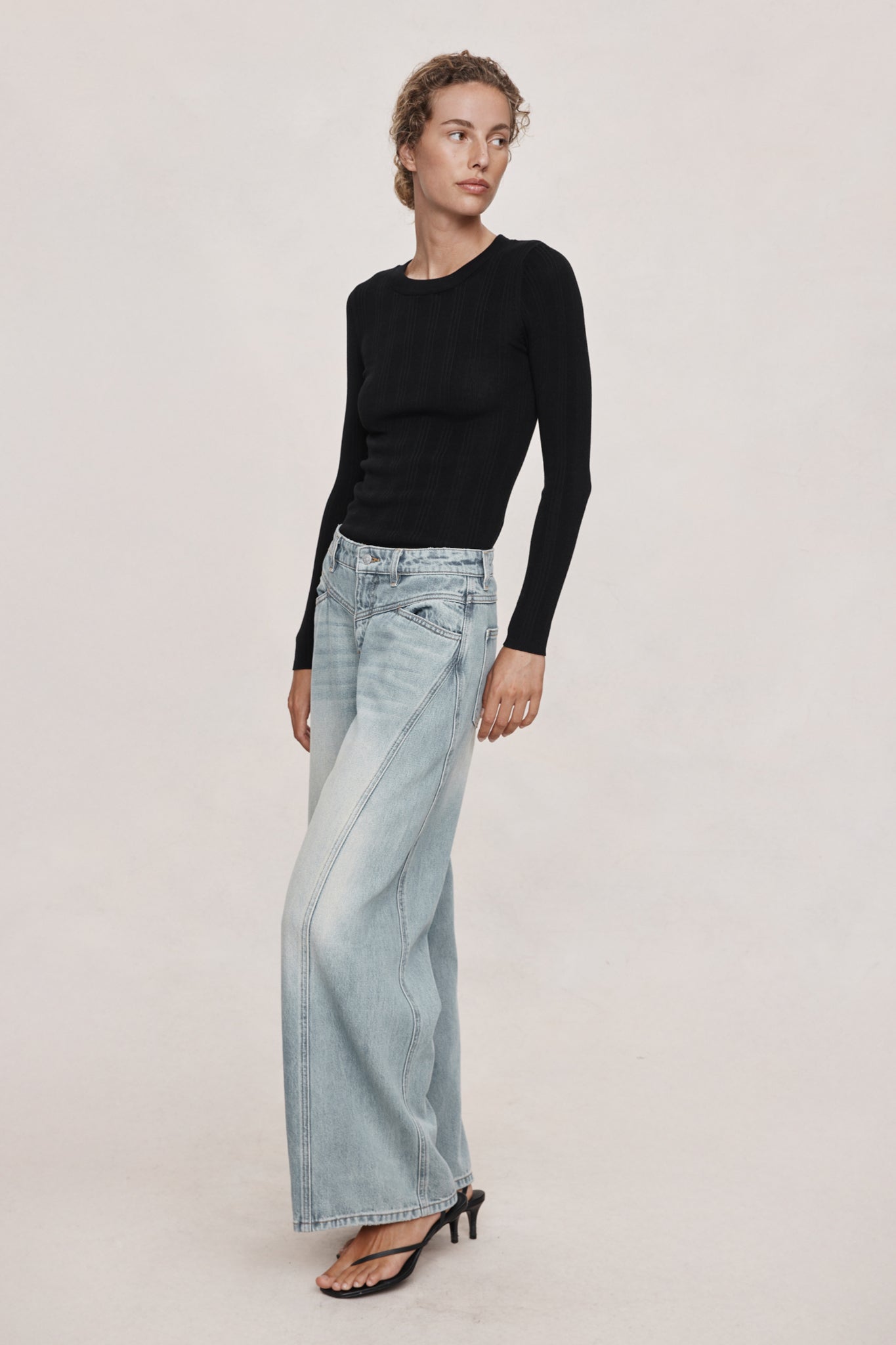 Marle Wide Cross Stitch Jean // Faded Blue