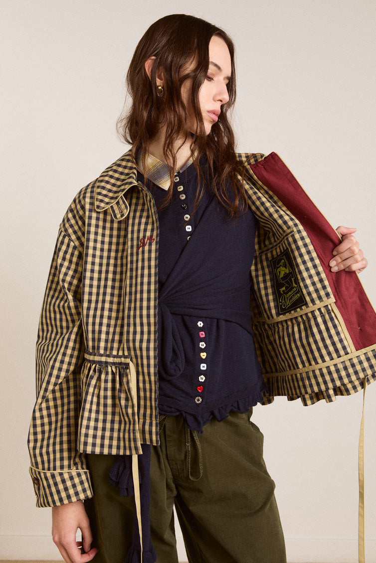 Damson Madder Myrtle Trench // Navy Gingham