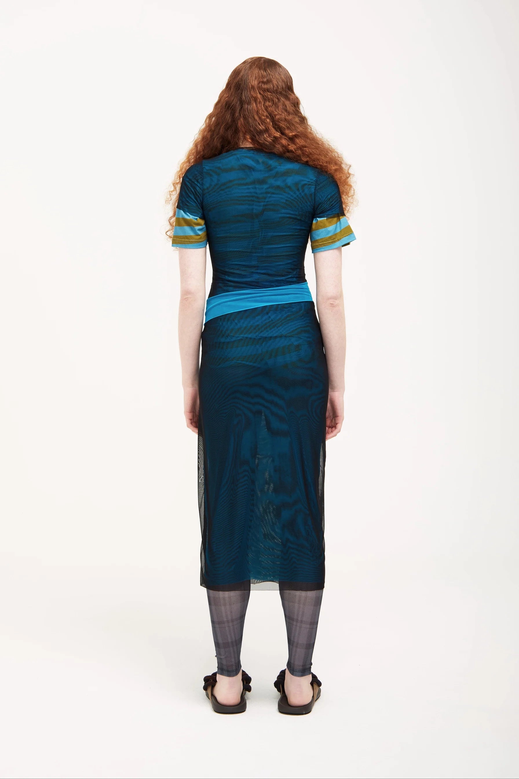 Verner Double Layer Mesh Dress // Black over Blue