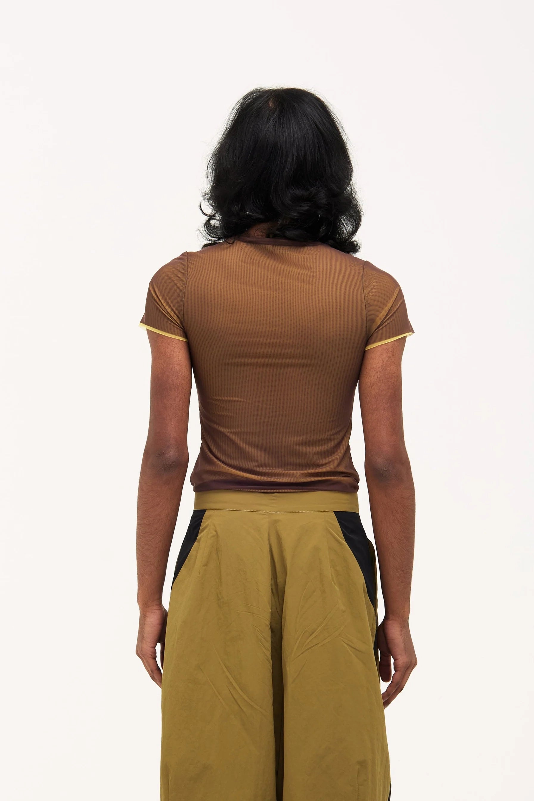 Verner Double Layer Mesh Tee // Brown over Yellow