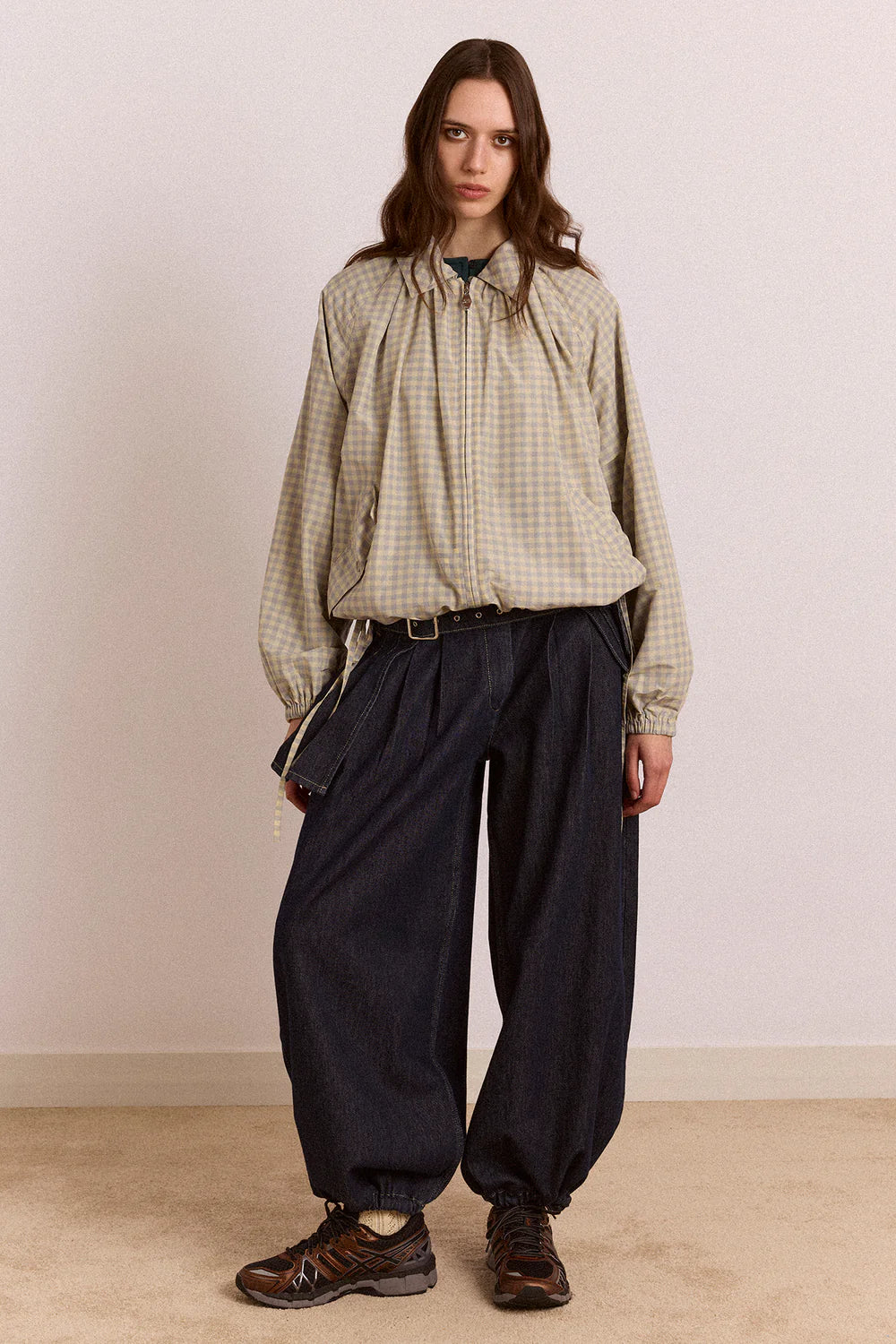 Damson Madder Lailah Lightweight Bomber // Oyster Gingham