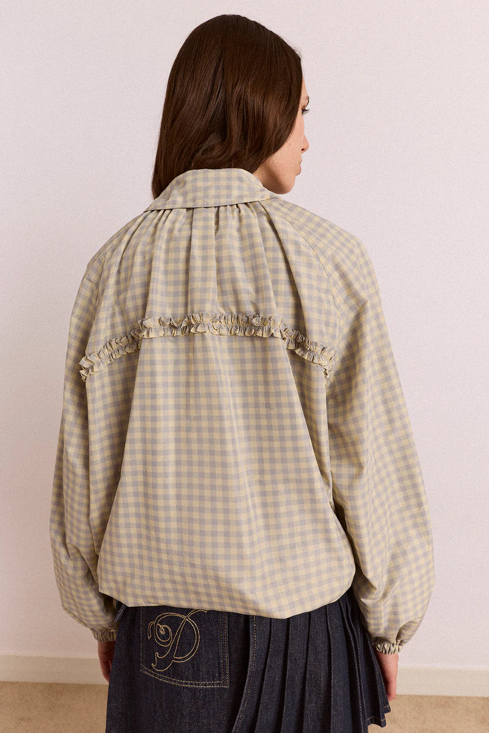 Damson Madder Lailah Lightweight Bomber // Oyster Gingham