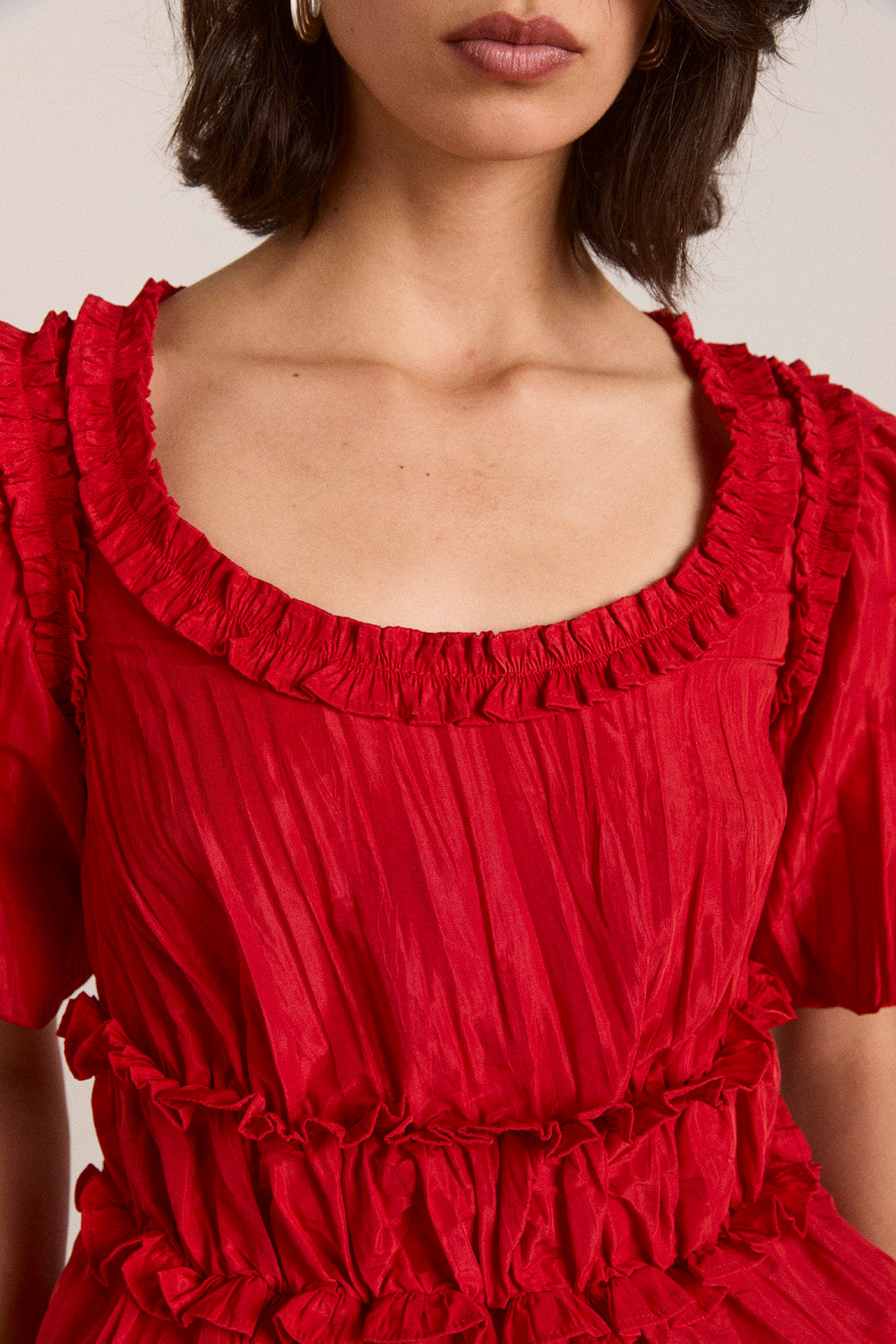 Damson Madder Everly Ruffle Blouse // Red