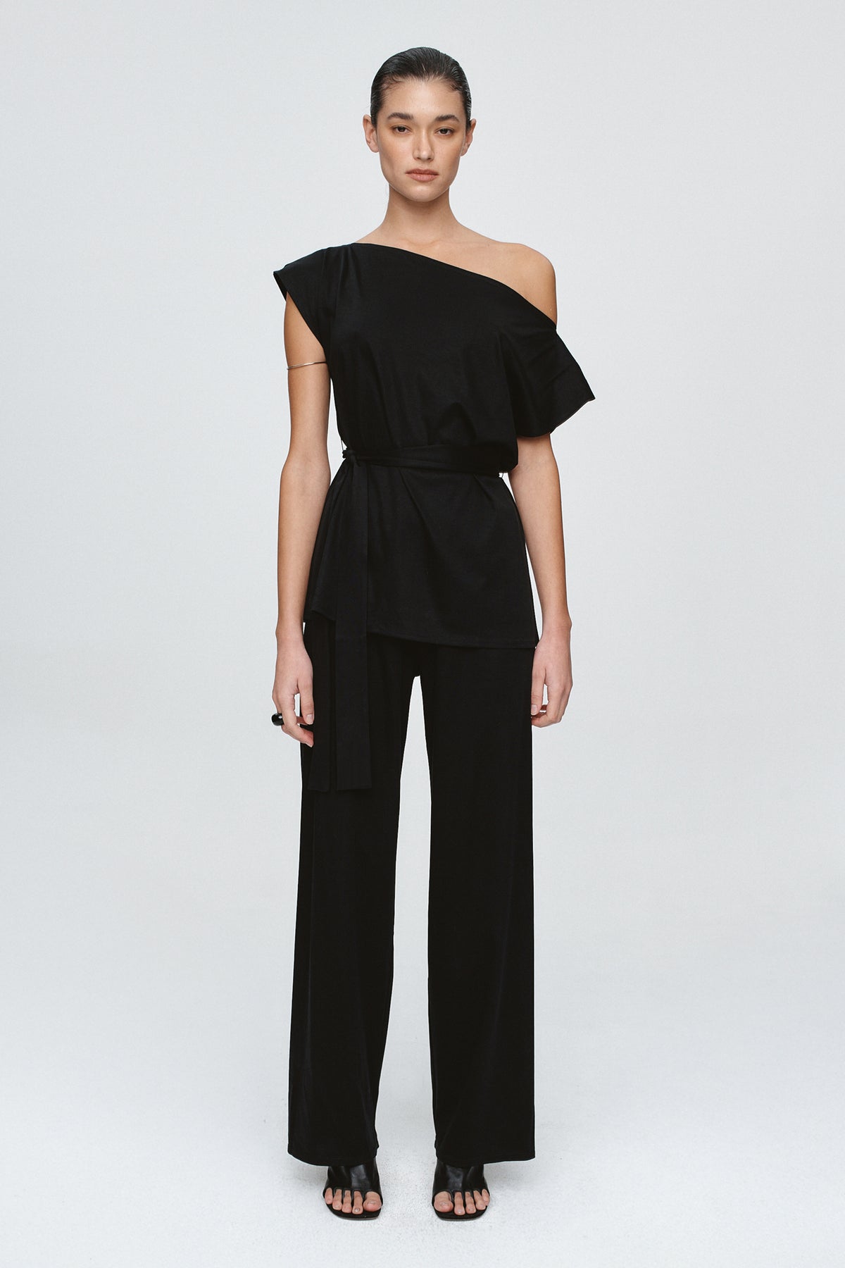 Marle Black Frayed Top