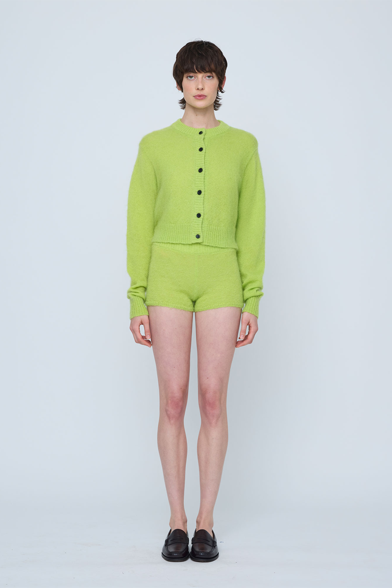 Wynn Hamlyn Fluffy  Mohair Cardigan // Acid Green