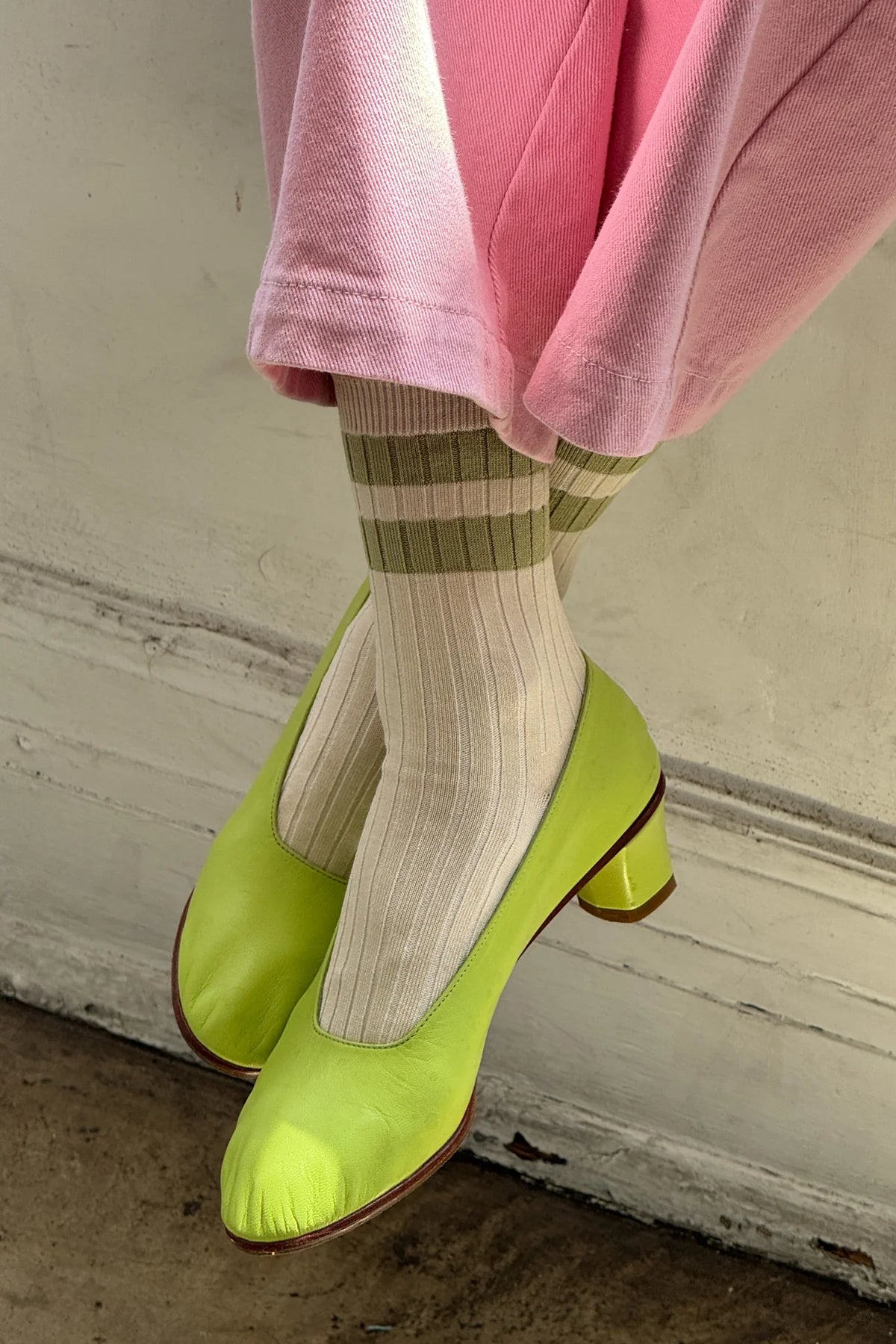 Le Bon Shoppe Her Varsity Socks // Guacamole
