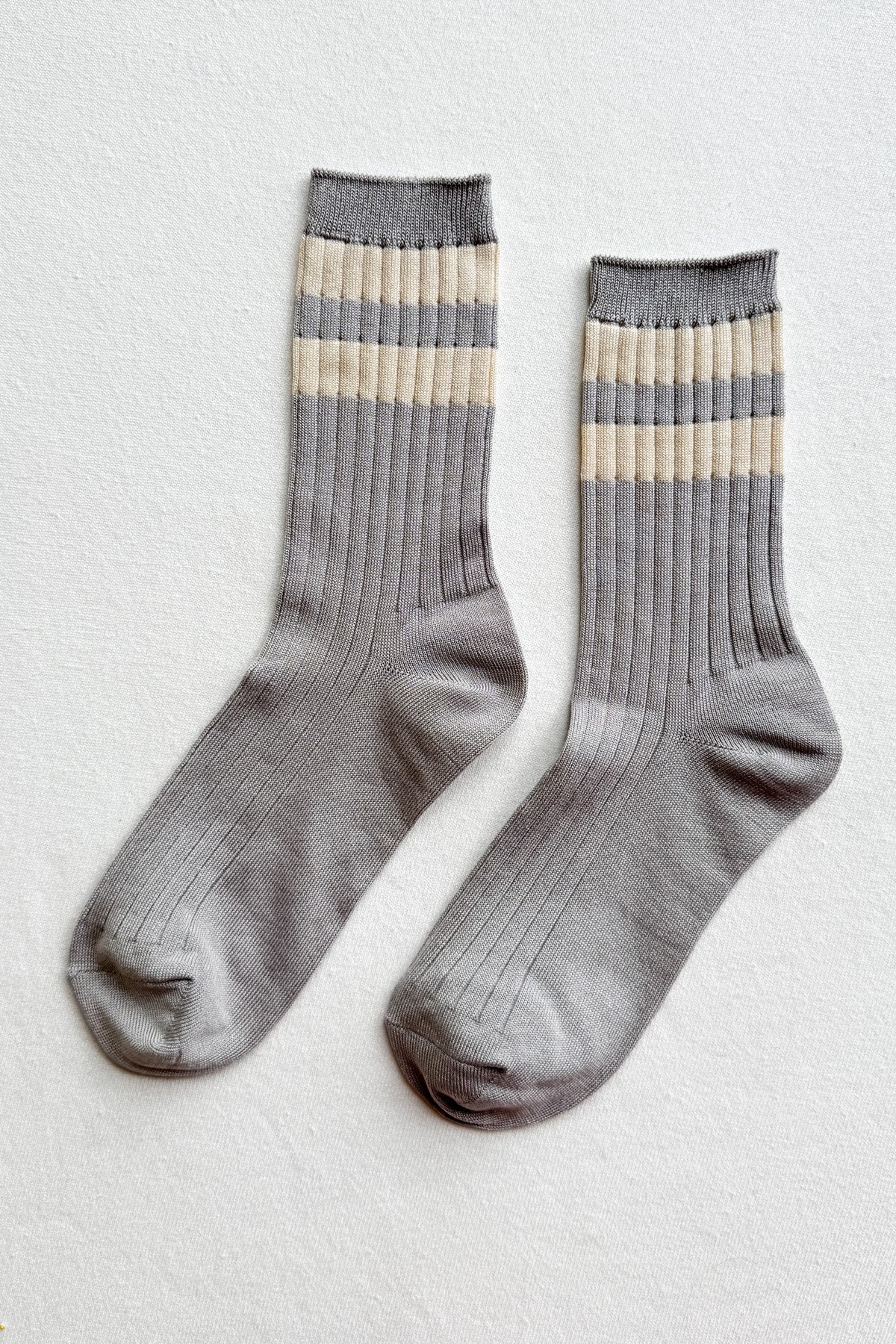 Le Bon Shoppe Her Varsity Socks // Stone White