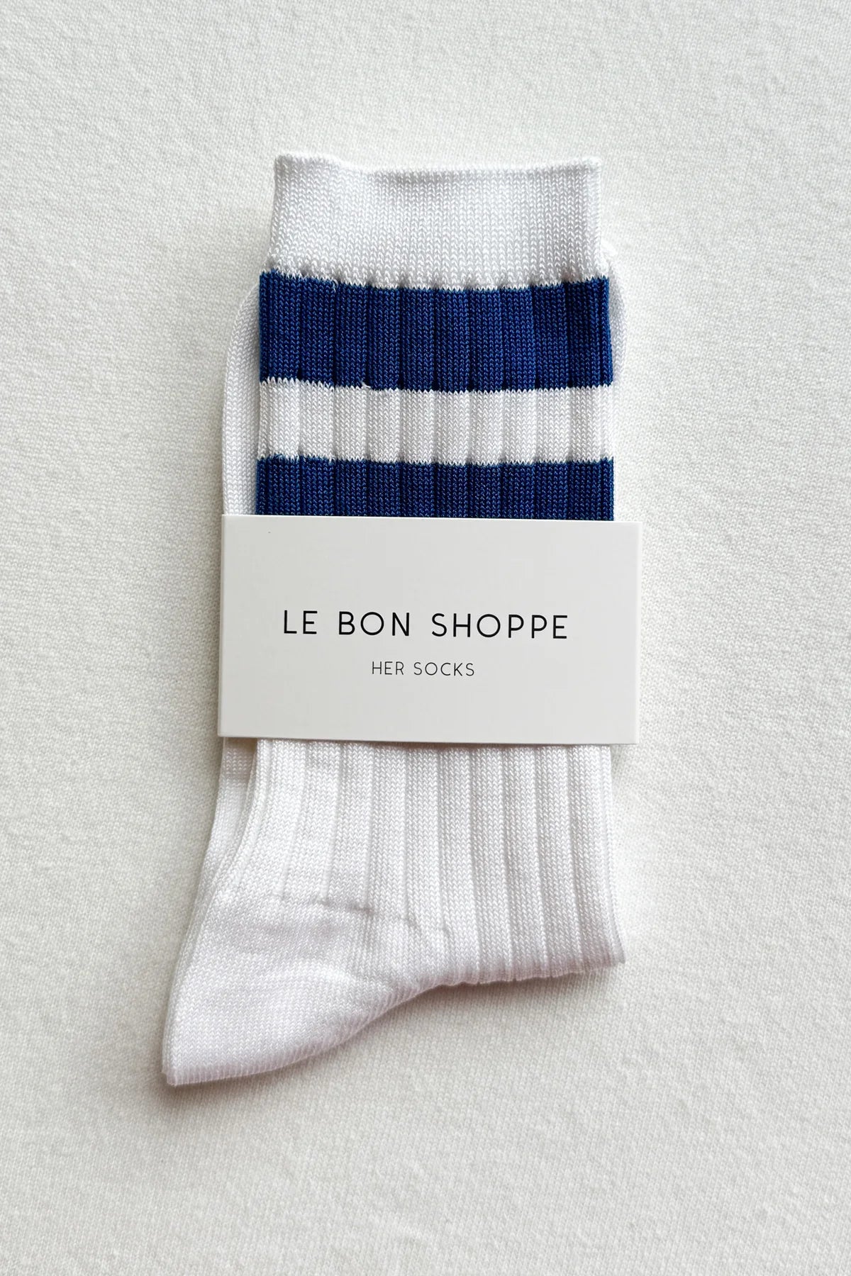 Le Bon Shoppe Her Varsity Socks // White Blue